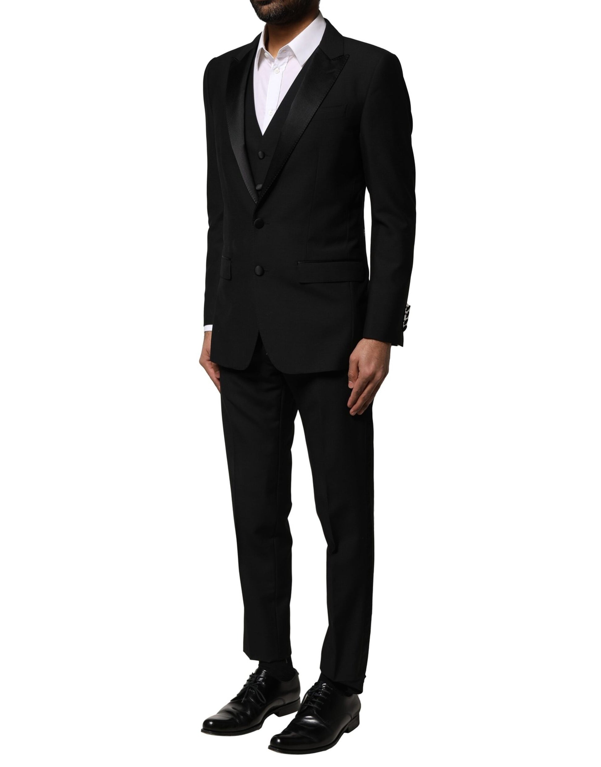 Dolce & Gabbana Black Wool 3 Piece Single Breasted Suit - ACCEXO