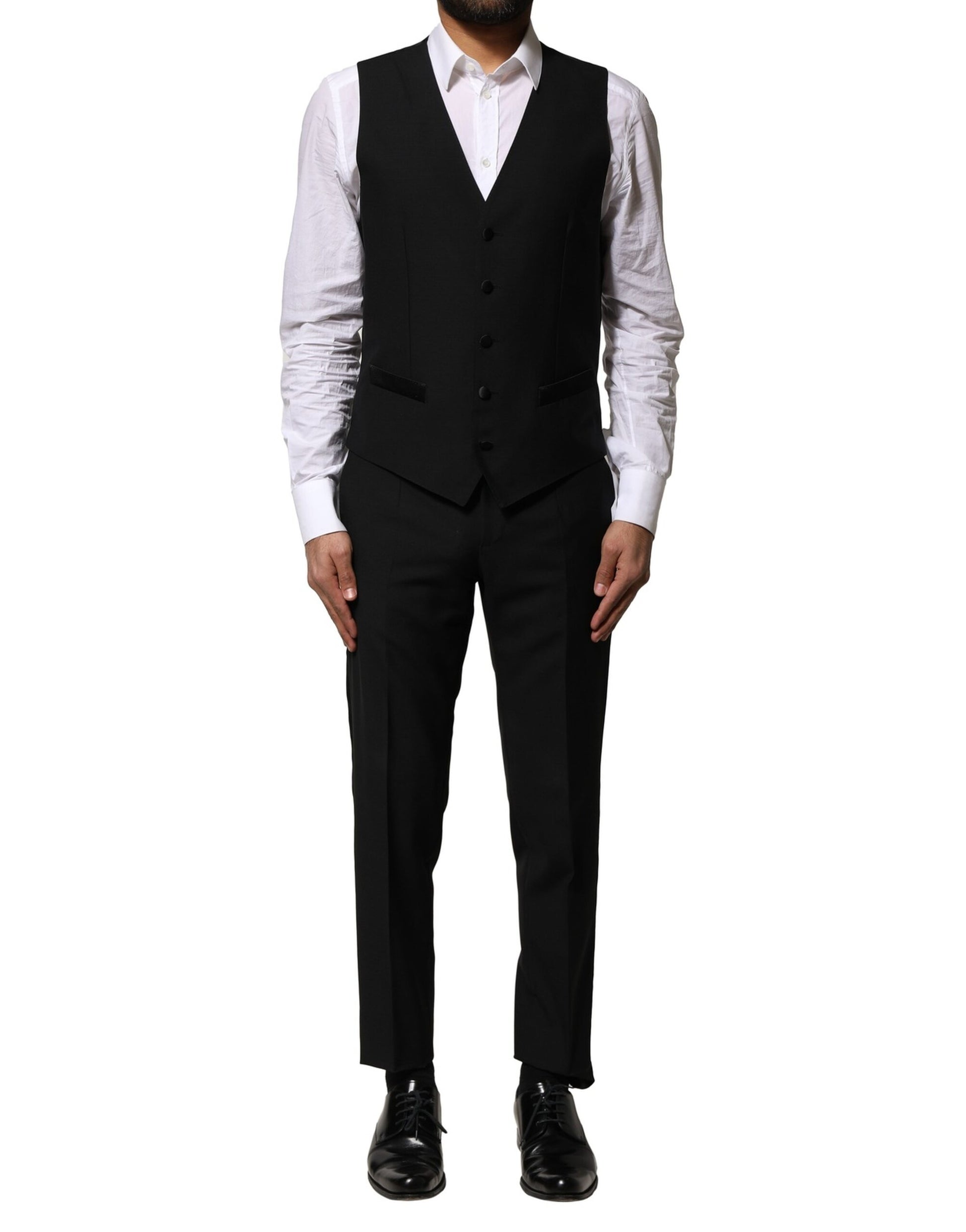 Dolce & Gabbana Black Wool 3 Piece Single Breasted Suit - ACCEXO
