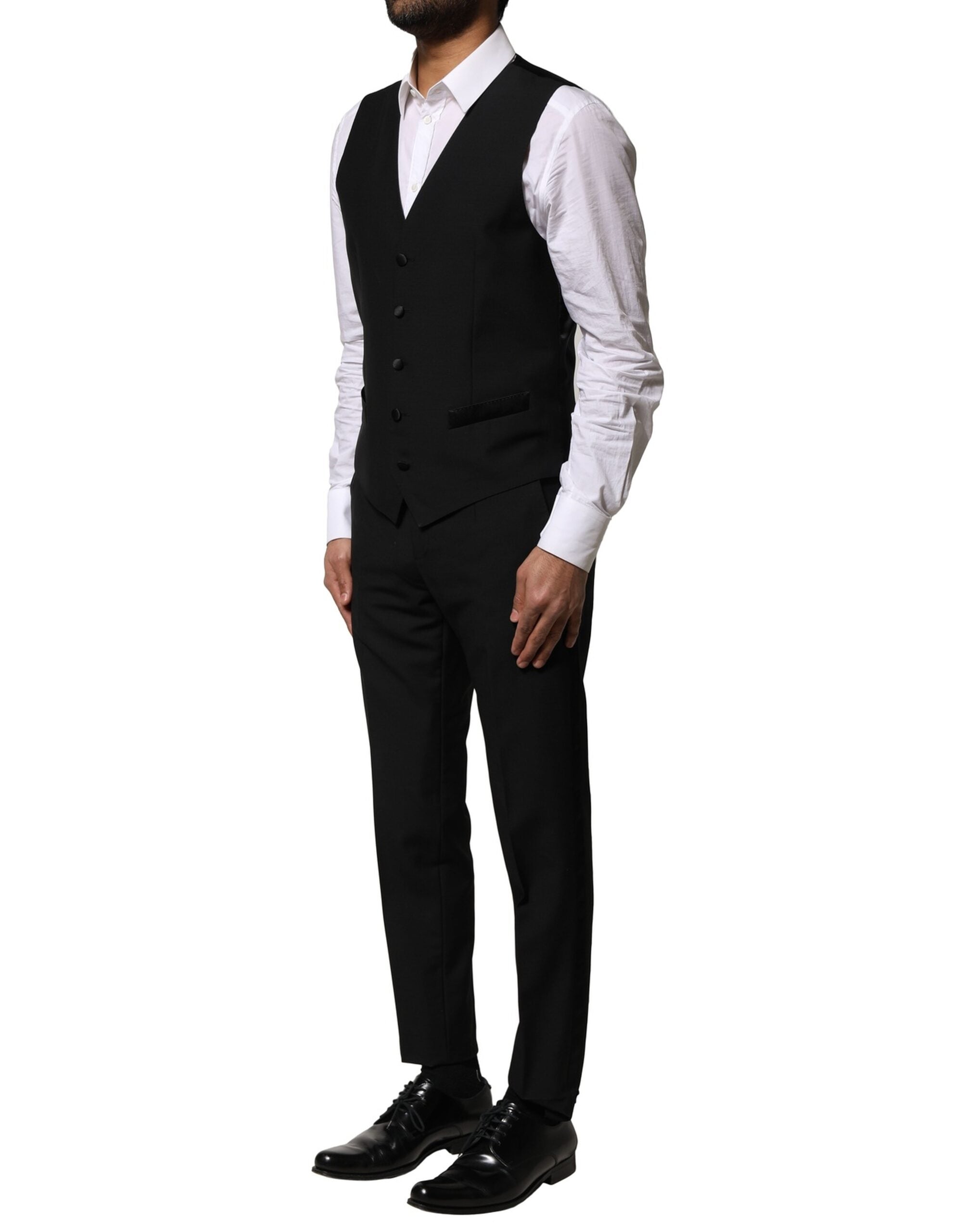 Dolce & Gabbana Black Wool 3 Piece Single Breasted Suit - ACCEXO