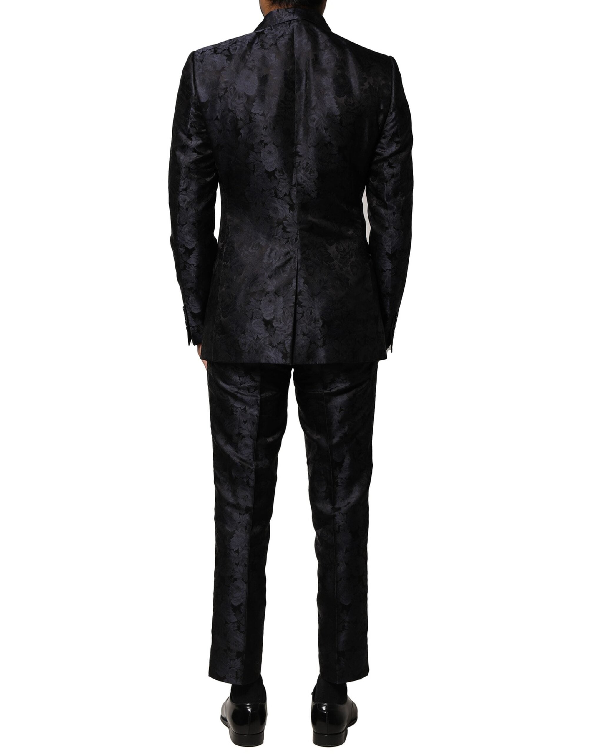 Dolce & Gabbana Black Jacquard 3 Piece Single Breasted Suit - ACCEXO