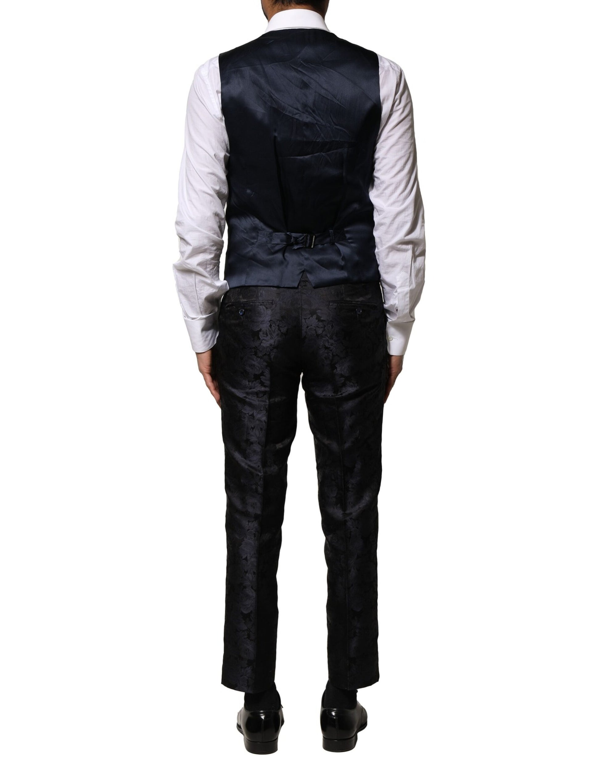 Dolce & Gabbana Black Jacquard 3 Piece Single Breasted Suit - ACCEXO