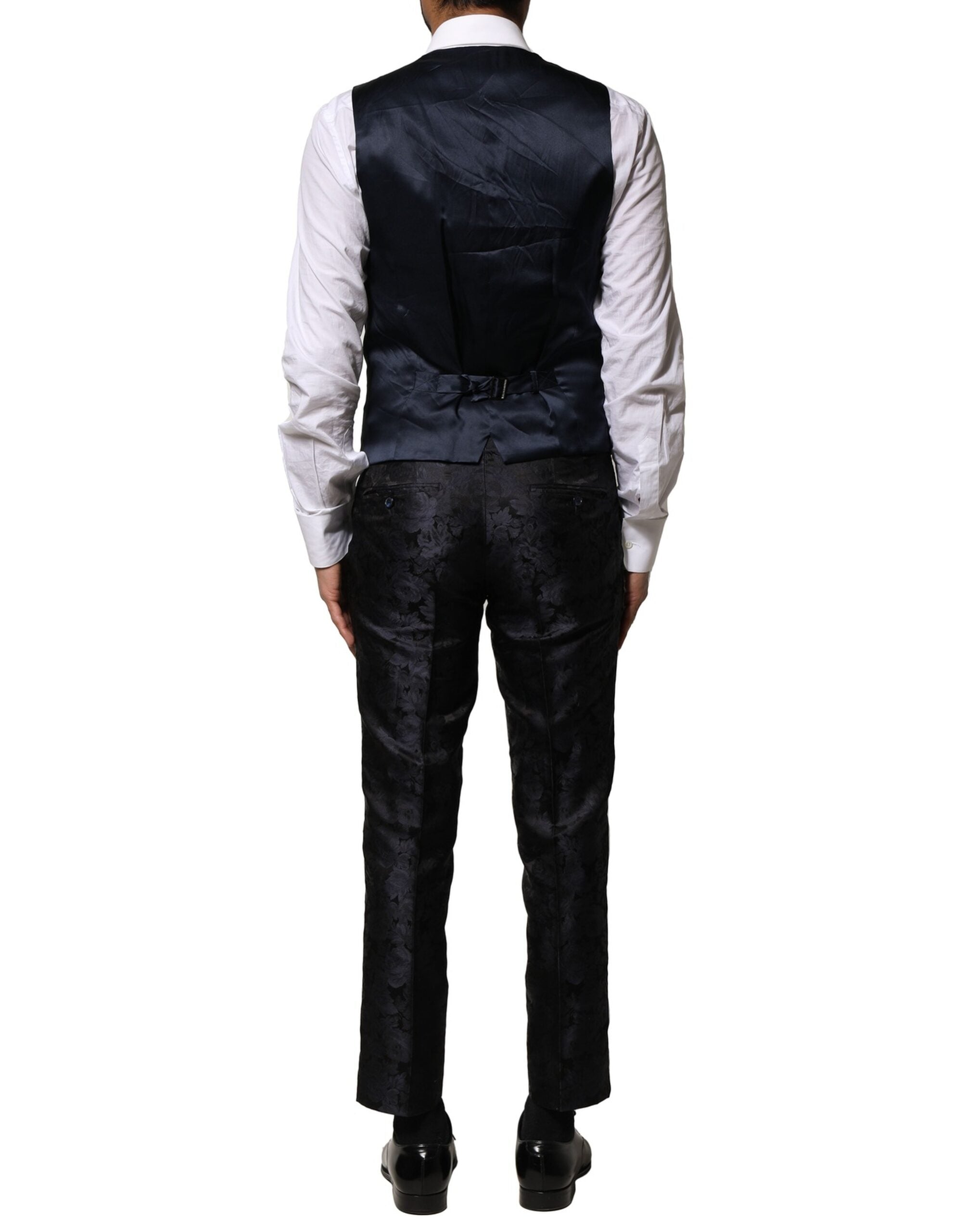 Dolce & Gabbana Black Jacquard 3 Piece Single Breasted Suit - ACCEXO