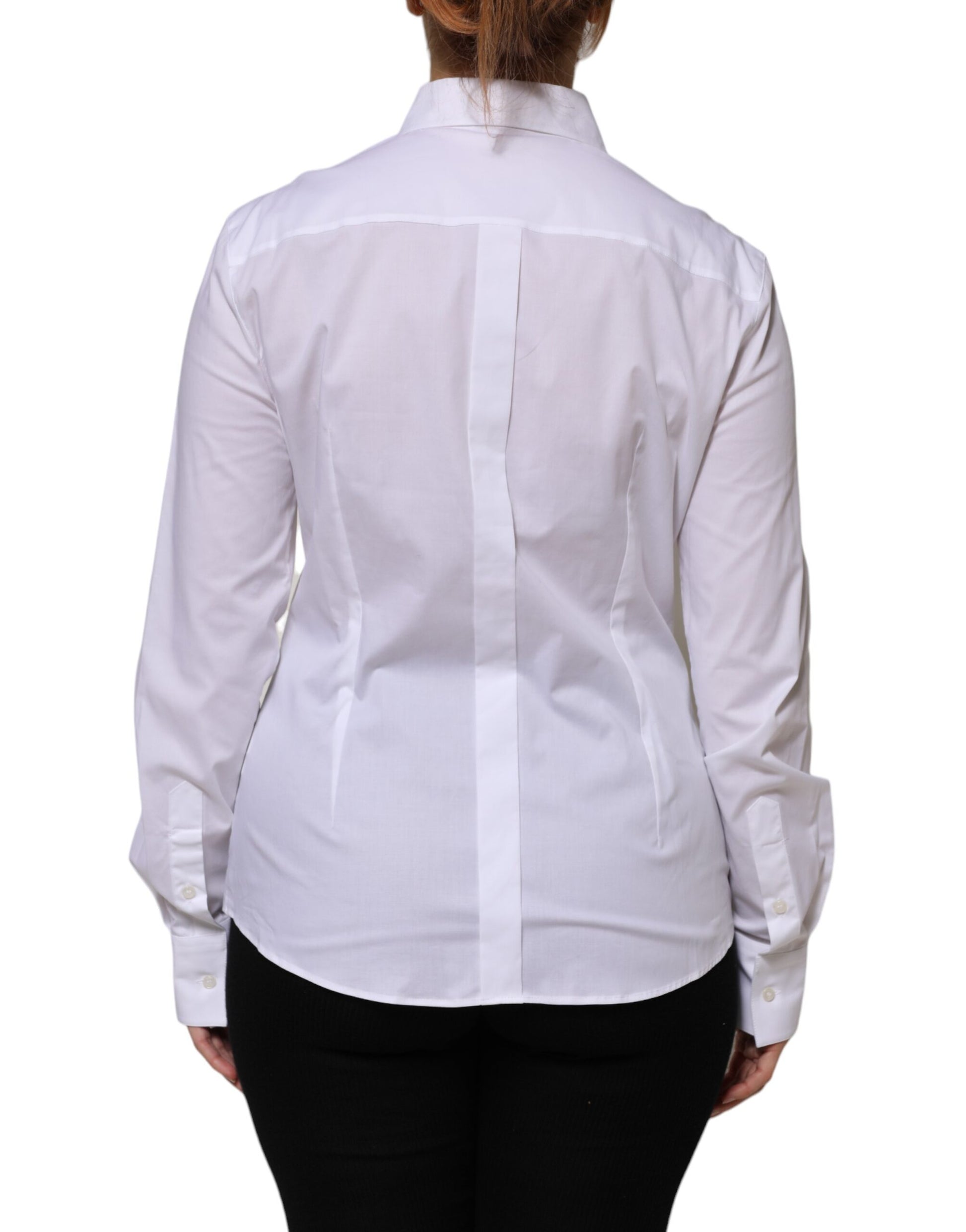 Dolce & Gabbana White Cotton Collared Long Sleeves Shirt Top - ACCEXO