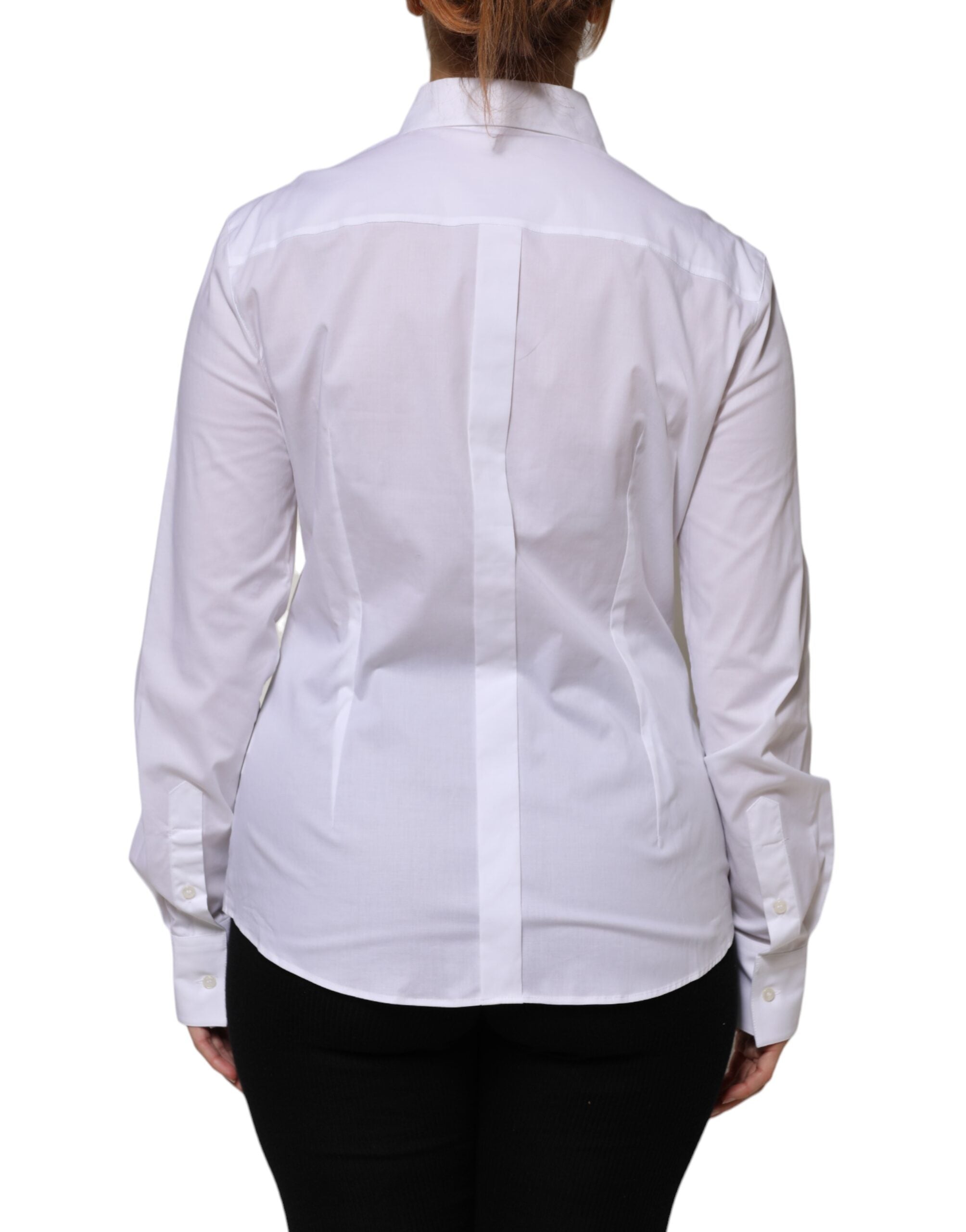 Dolce & Gabbana White Cotton Collared Long Sleeves Shirt Top - ACCEXO