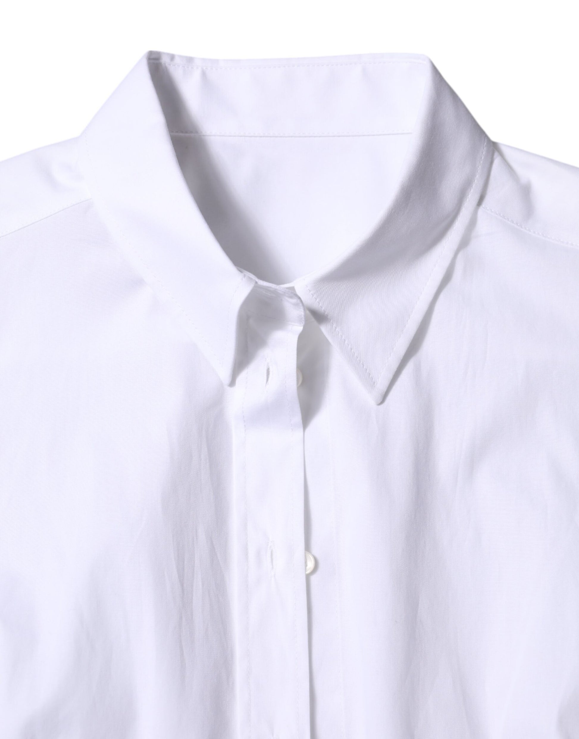 Dolce & Gabbana White Cotton Collared Long Sleeves Shirt Top - ACCEXO
