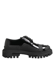 Dolce & Gabbana Black Patent Leather Trekking Derby Shoes - ACCEXO