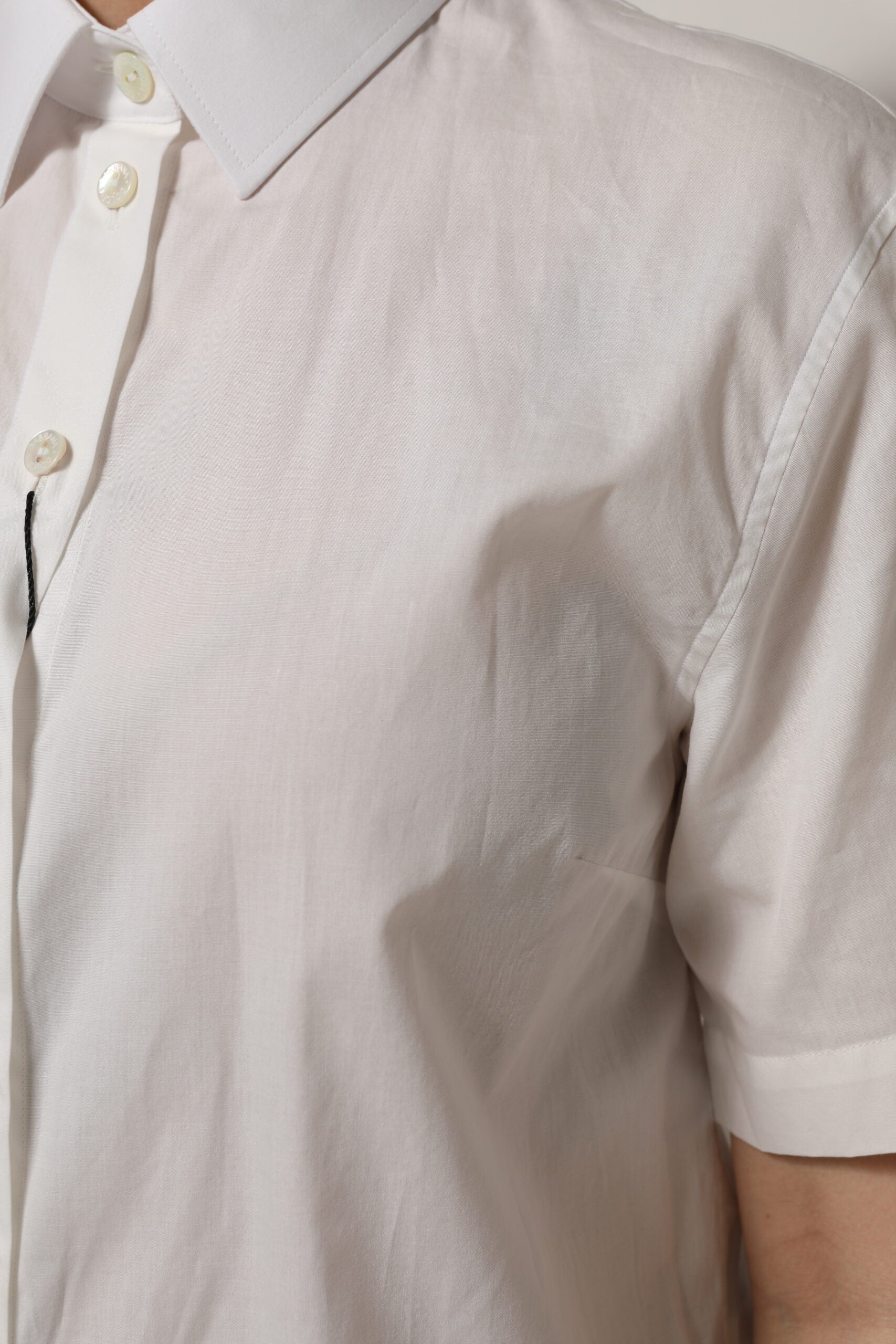 Dolce & Gabbana White Cotton Short Sleeves Collared Top Shirt - ACCEXO