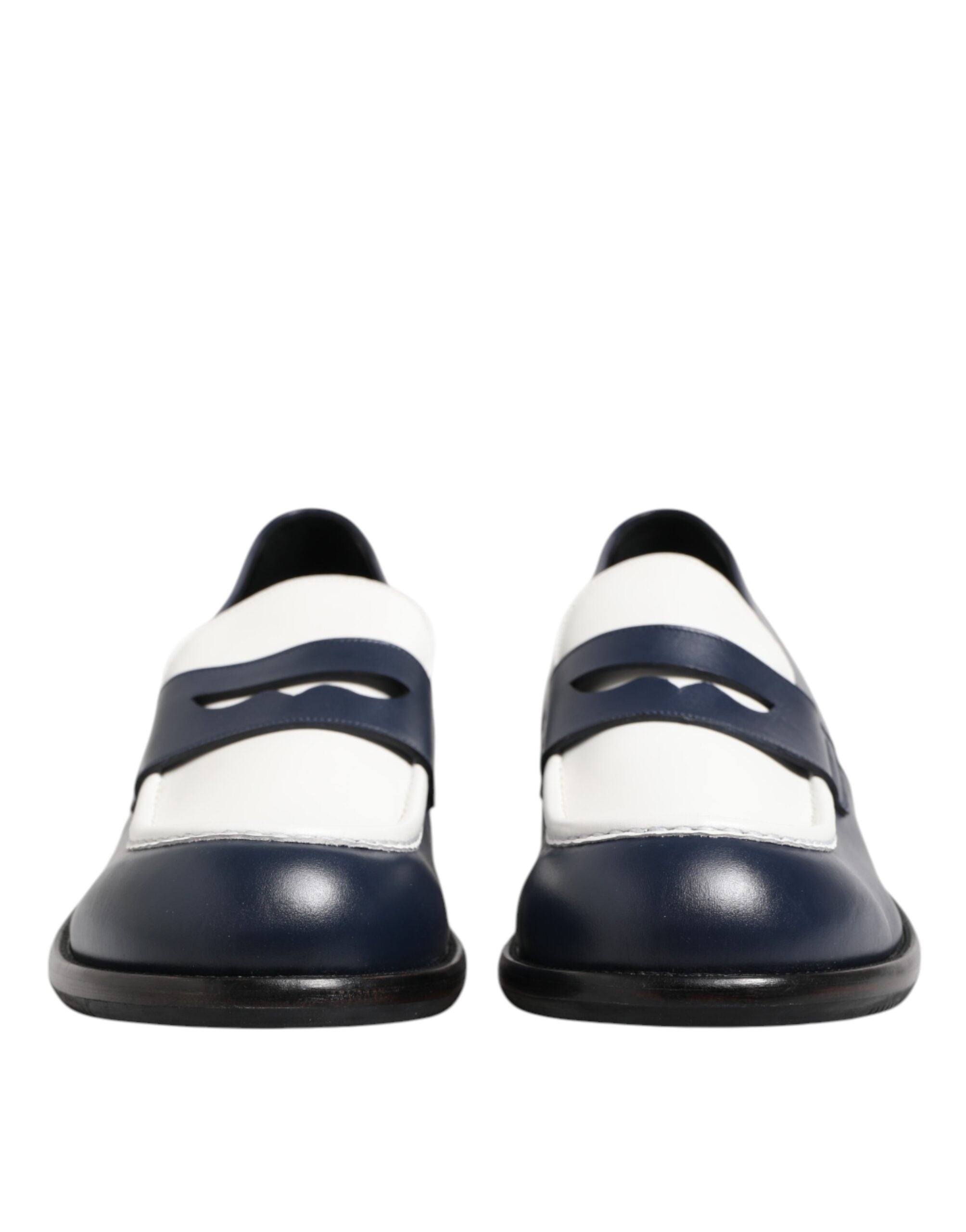 Dolce & Gabbana Black White Leather Slip On Loafers Men Dress Shoes - ACCEXO