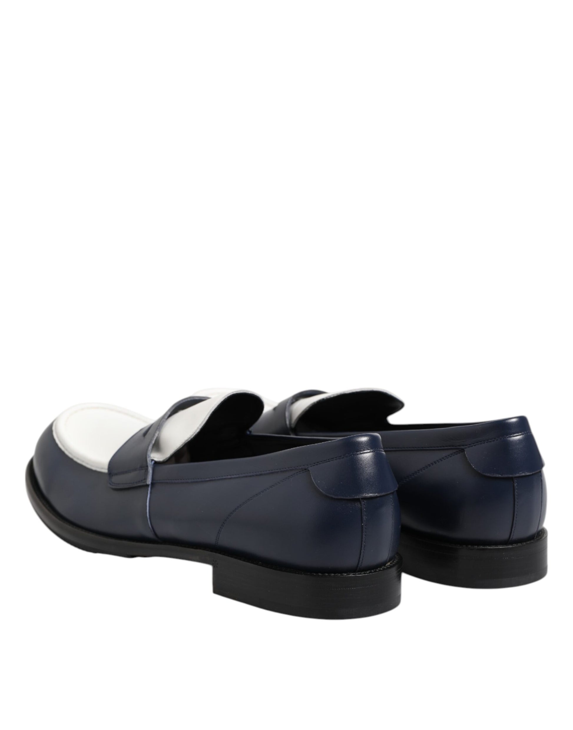 Dolce & Gabbana Black White Leather Slip On Loafers Men Dress Shoes - ACCEXO