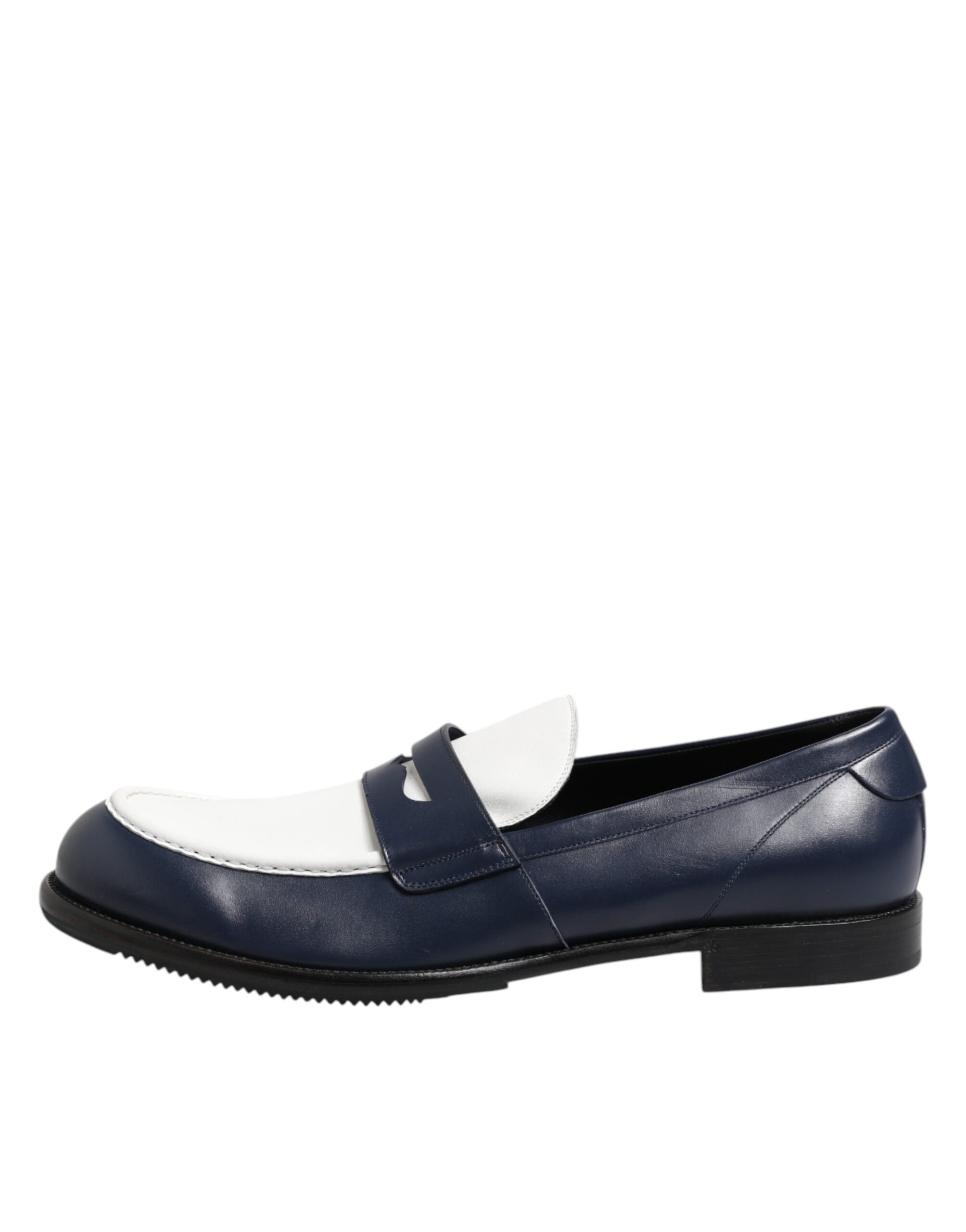 Dolce & Gabbana Black White Leather Slip On Loafers Men Dress Shoes - ACCEXO