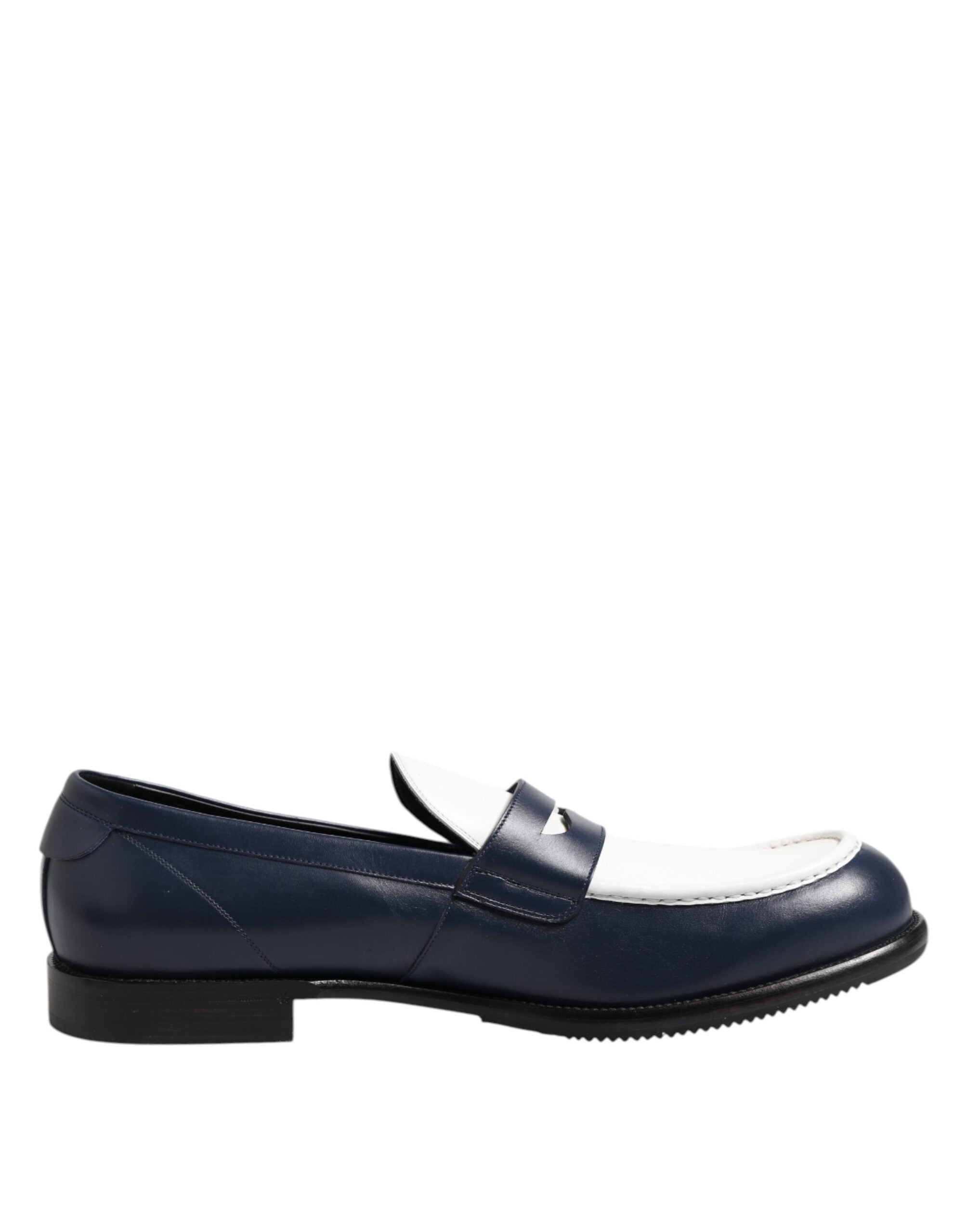Dolce & Gabbana Black White Leather Slip On Loafers Men Dress Shoes - ACCEXO