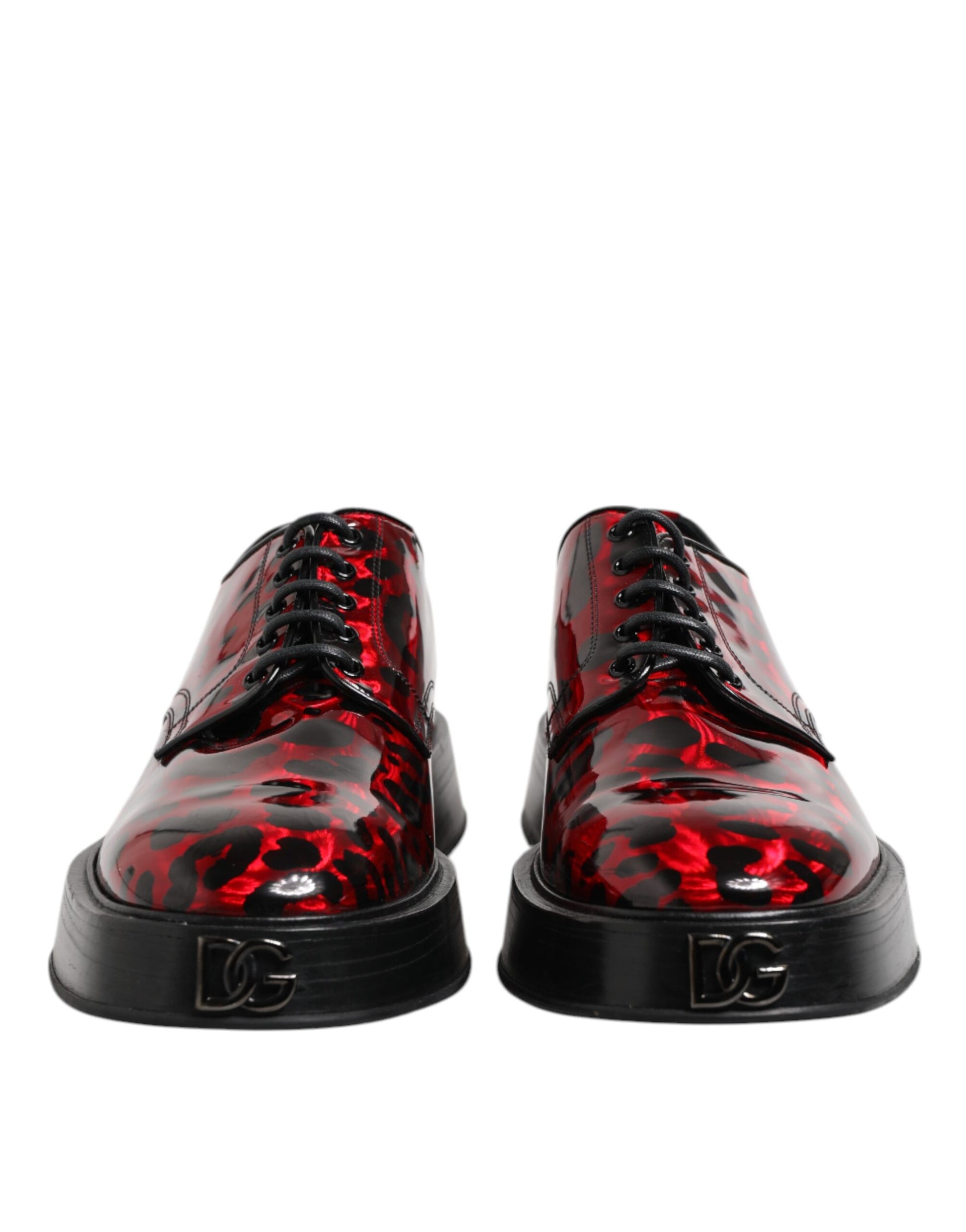 Dolce & Gabbana Red Leopard Derby Formal Men Dress Shoes - ACCEXO