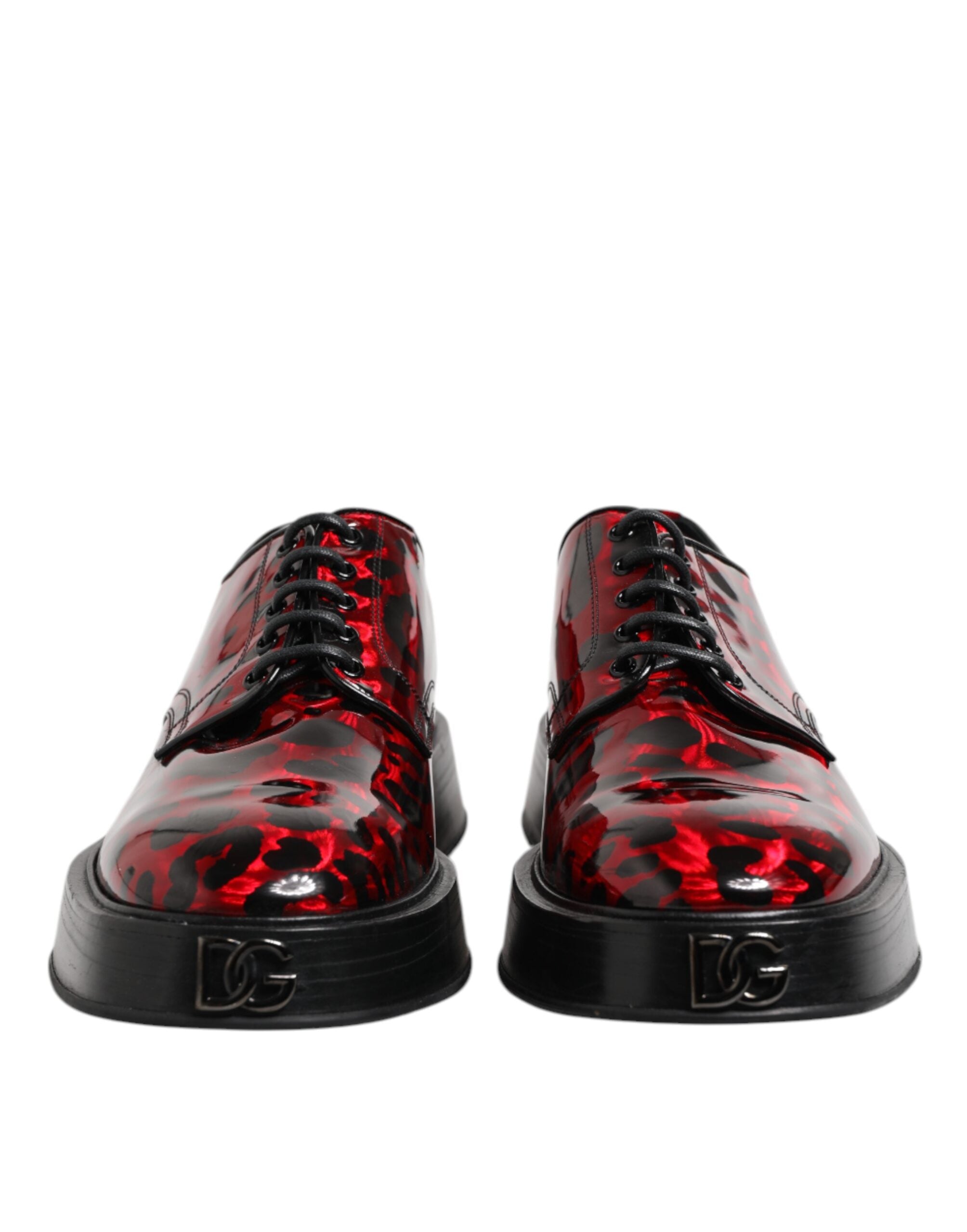 Dolce & Gabbana Red Leopard Derby Formal Men Dress Shoes - ACCEXO