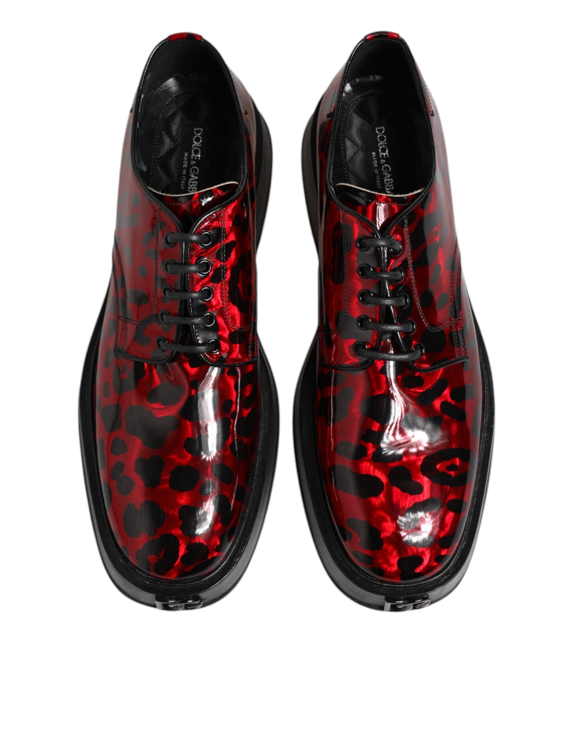 Dolce & Gabbana Red Leopard Derby Formal Men Dress Shoes - ACCEXO
