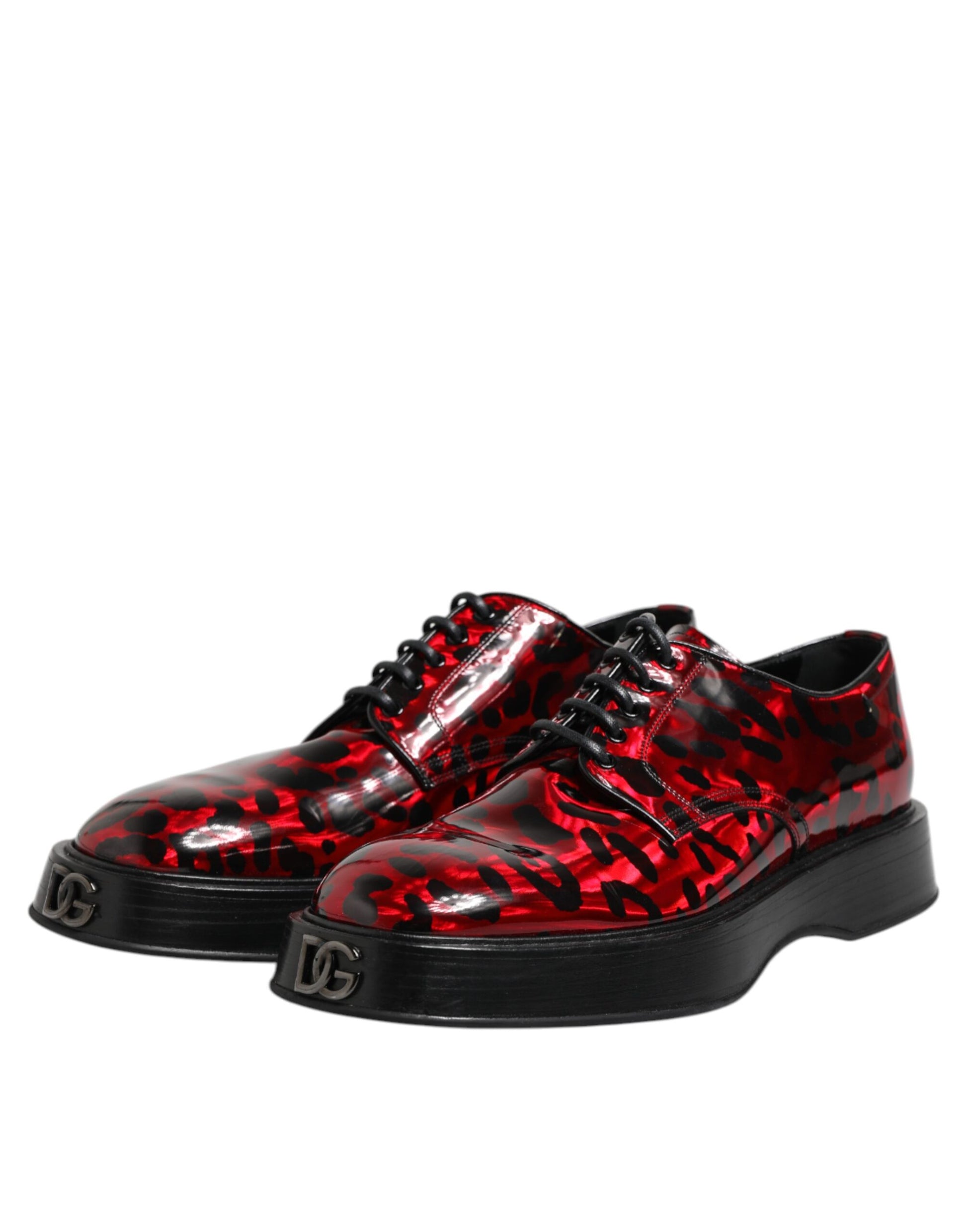 Dolce & Gabbana Red Leopard Derby Formal Men Dress Shoes - ACCEXO