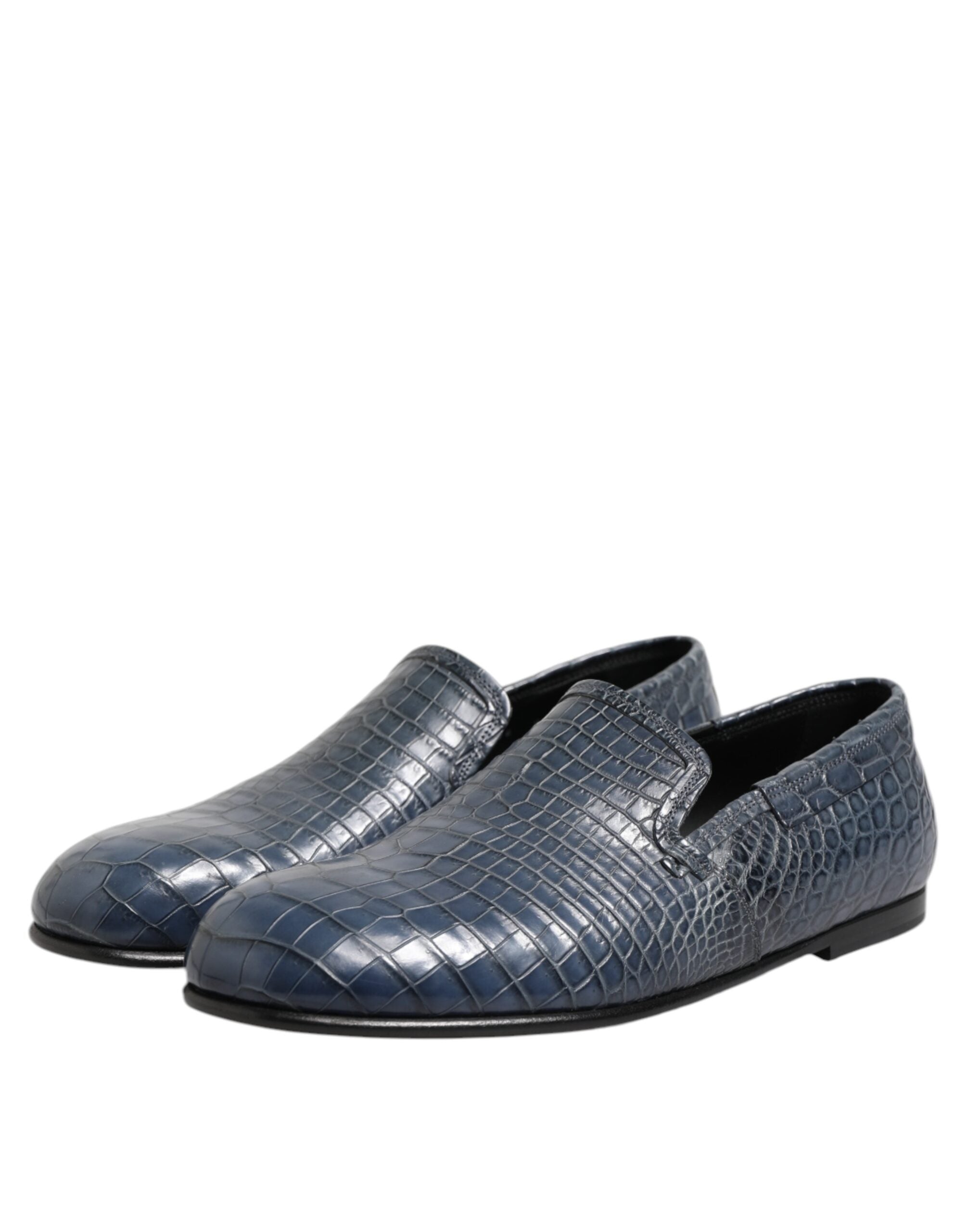 Dolce & Gabbana Blue Exotic Leather Slip On Loafers Men Dress Shoes - ACCEXO