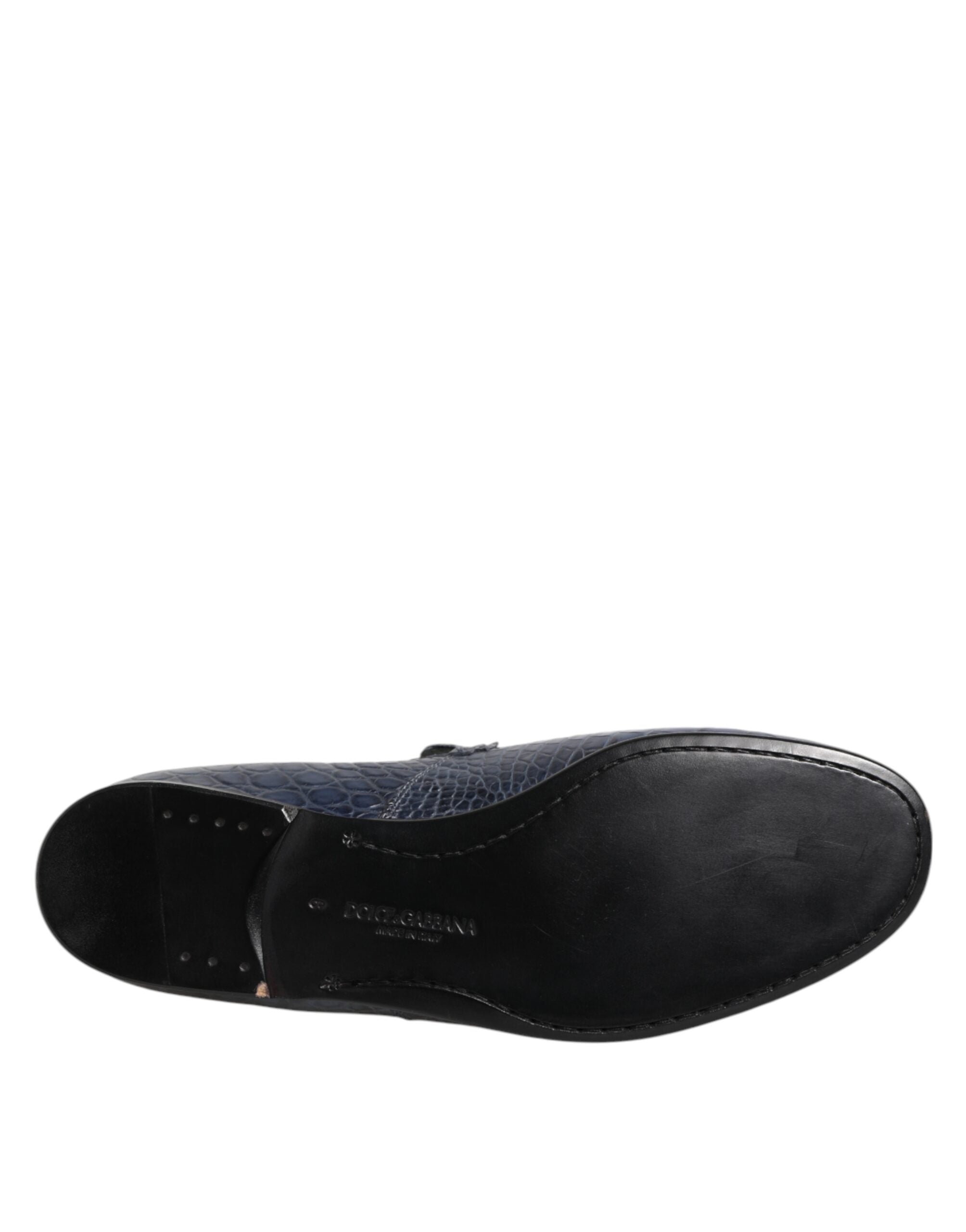 Dolce & Gabbana Blue Exotic Leather Slip On Loafers Men Dress Shoes - ACCEXO