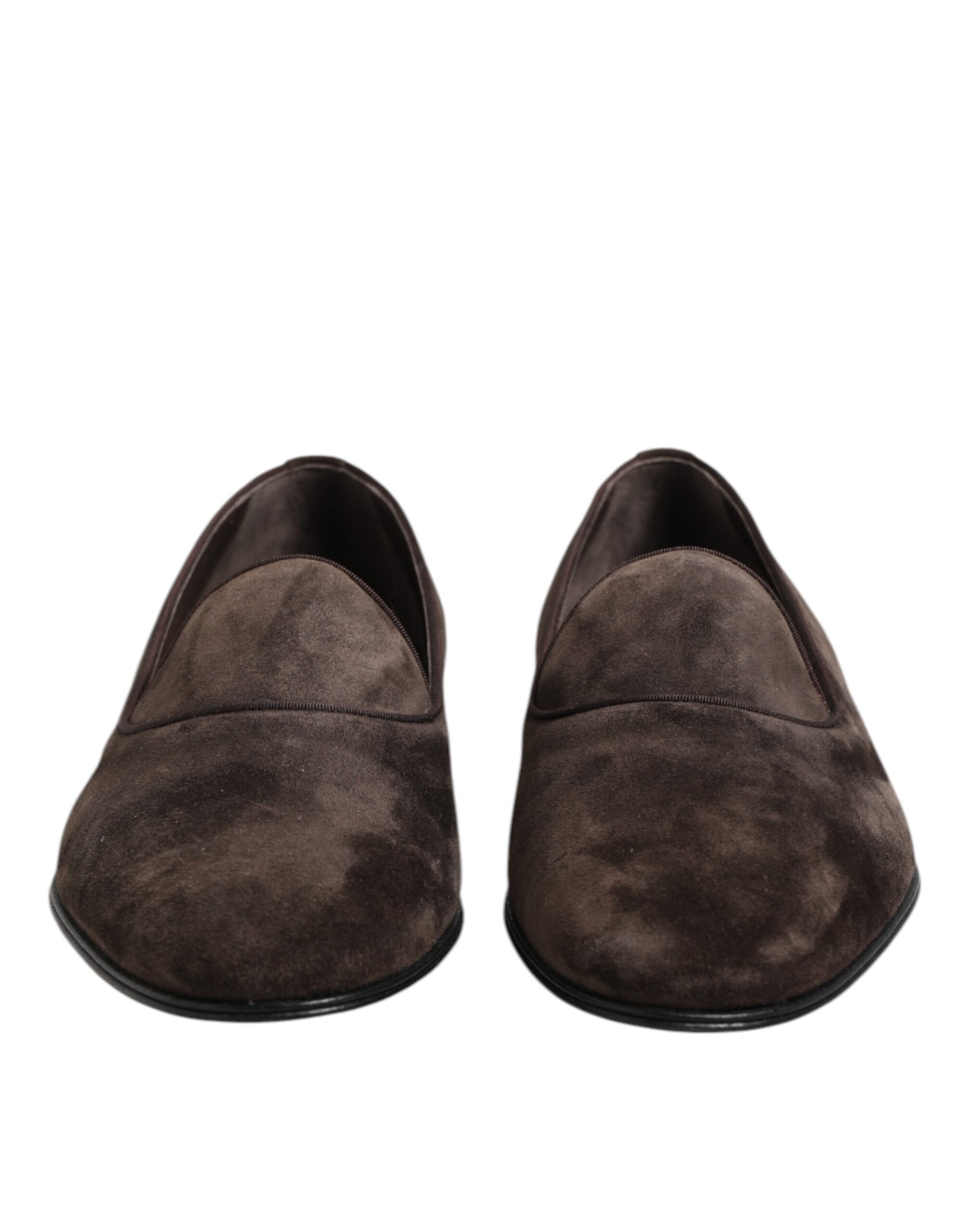 Dolce & Gabbana Brown Velvet Leather Slip On Loafers Shoes - ACCEXO