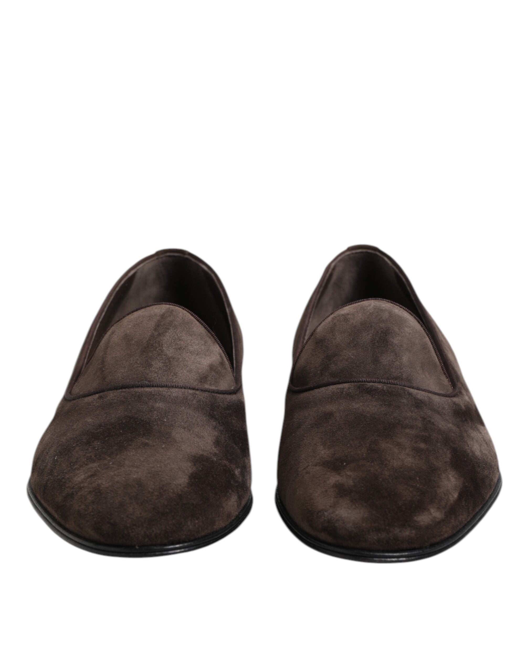Dolce & Gabbana Brown Velvet Leather Slip On Loafers Shoes - ACCEXO
