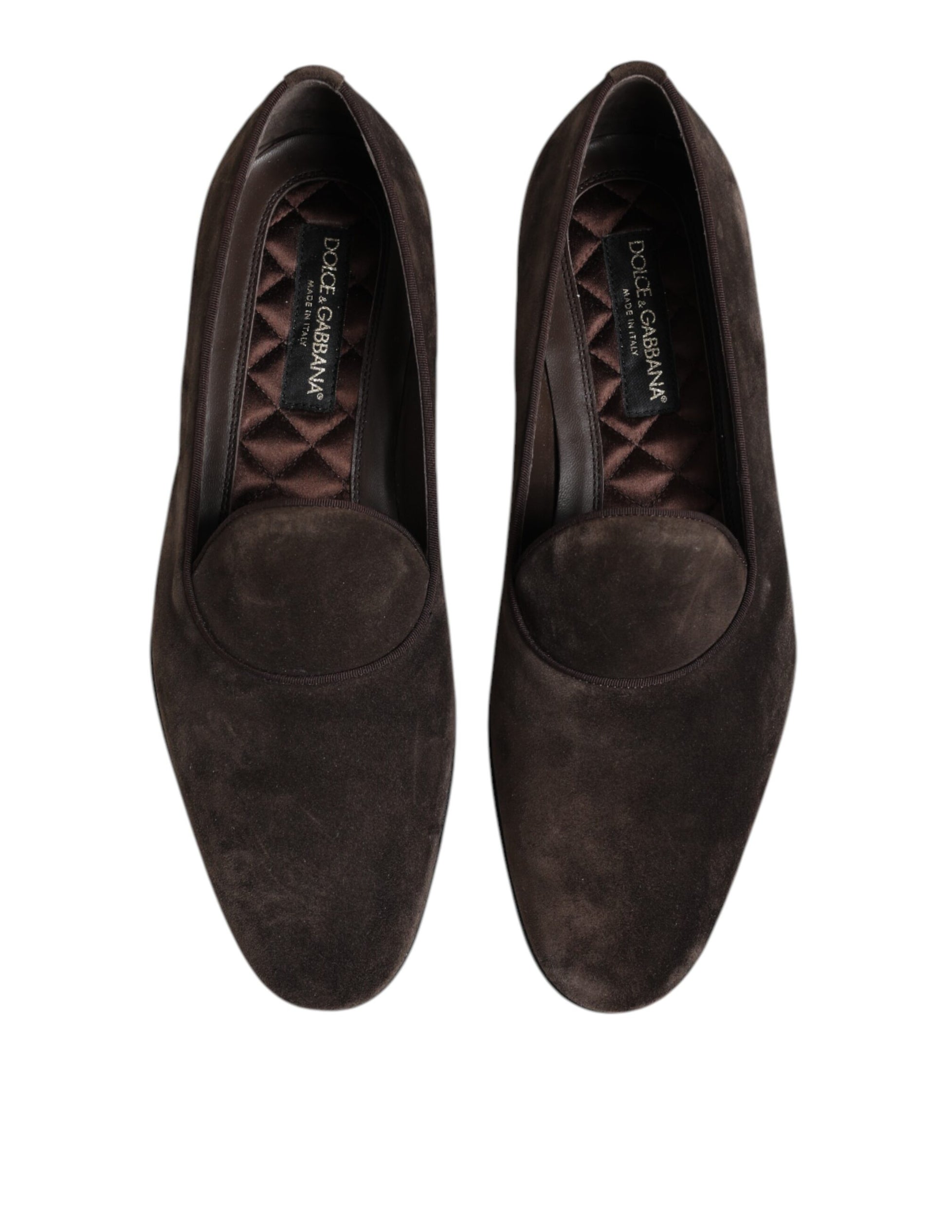 Dolce & Gabbana Brown Velvet Leather Slip On Loafers Shoes - ACCEXO