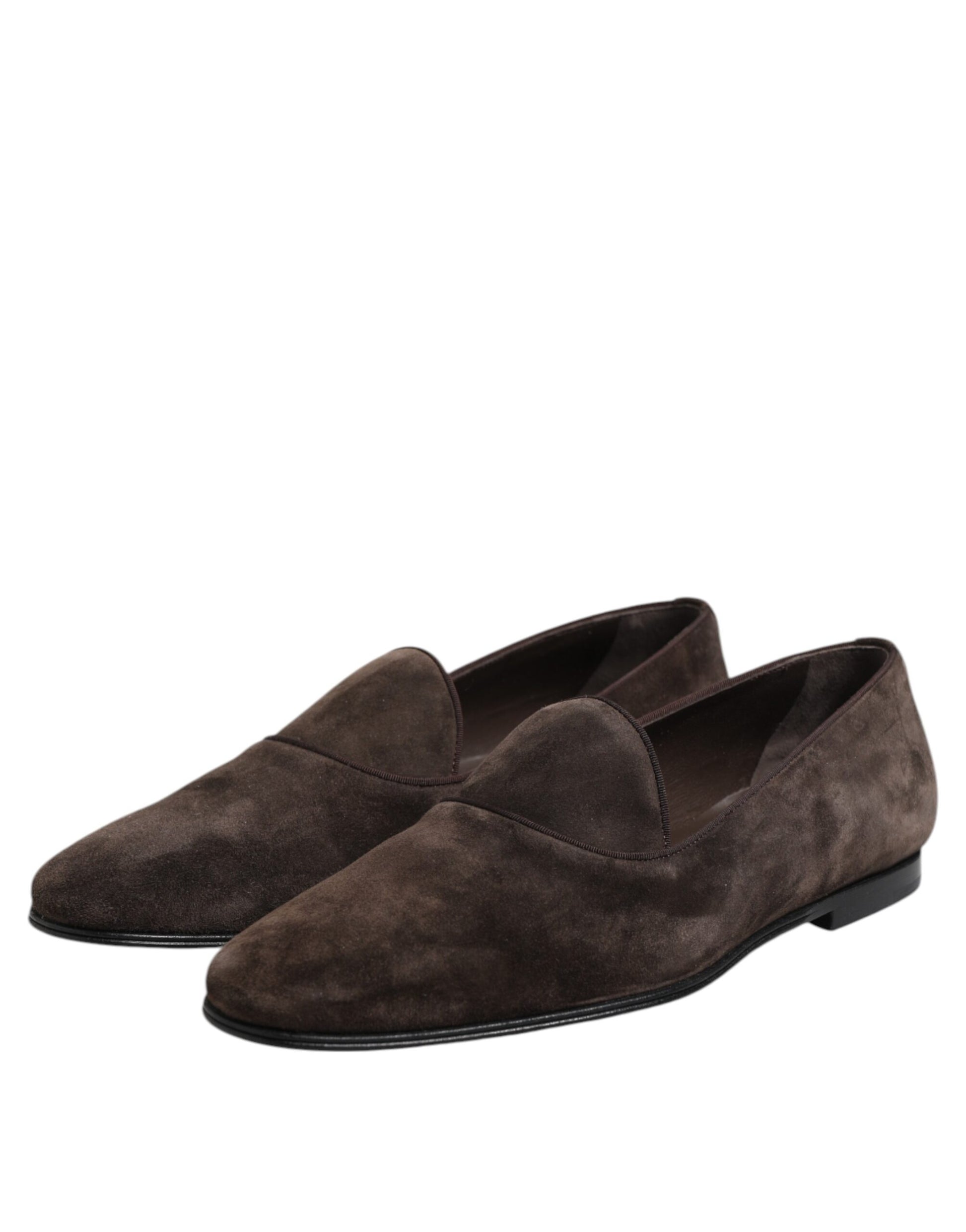 Dolce & Gabbana Brown Velvet Leather Slip On Loafers Shoes - ACCEXO