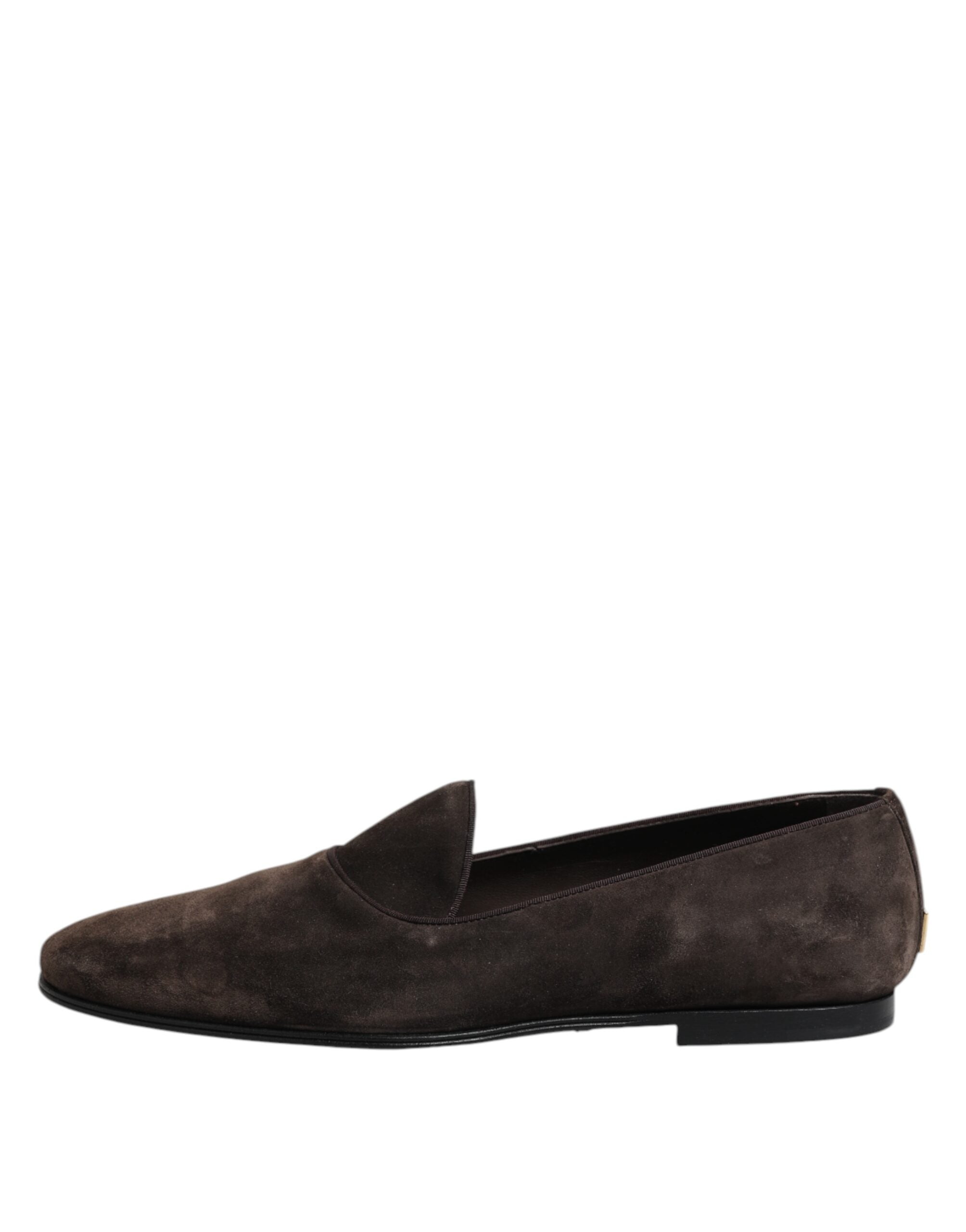 Dolce & Gabbana Brown Velvet Leather Slip On Loafers Shoes - ACCEXO
