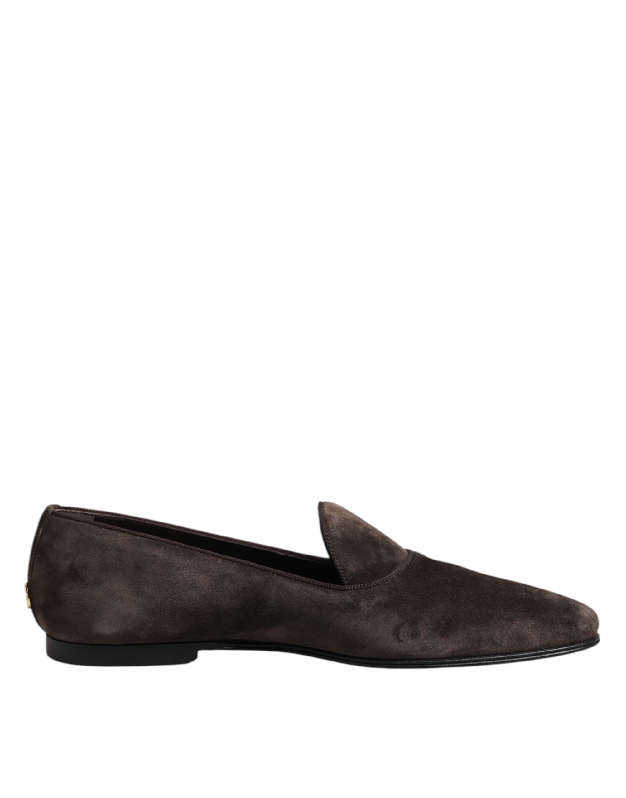 Dolce & Gabbana Brown Velvet Leather Slip On Loafers Shoes - ACCEXO
