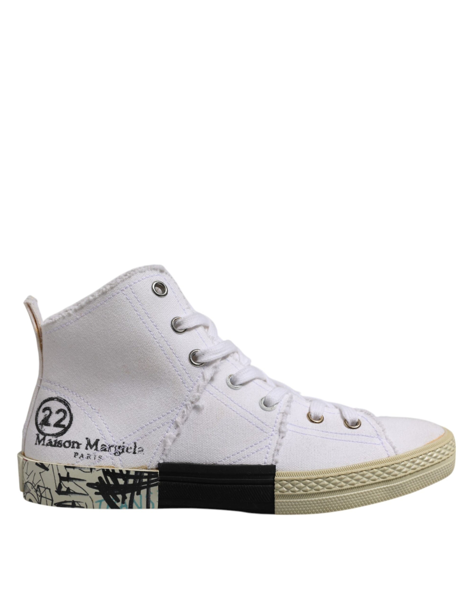 Maison Margiela White Lace Up Mid Top Women Sneakers Shoes - ACCEXO