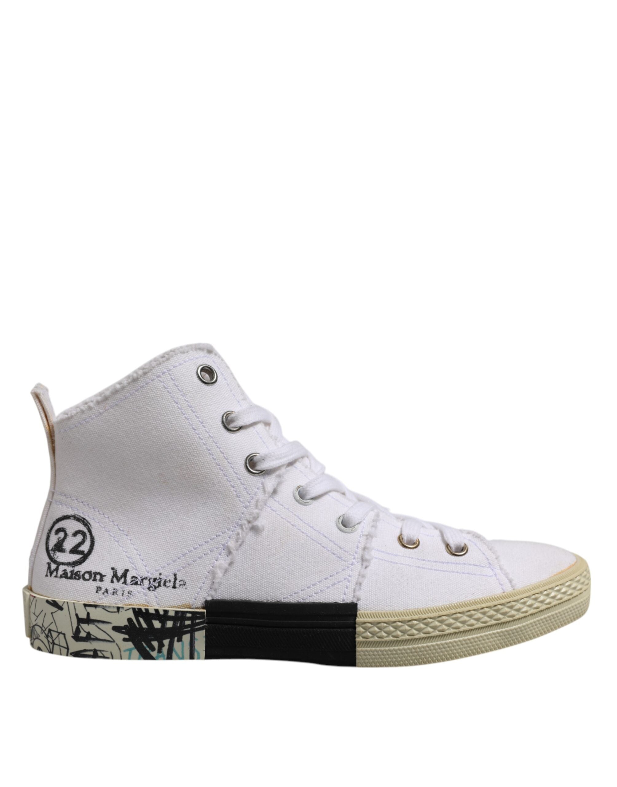 Maison Margiela White Lace Up Mid Top Women Sneakers Shoes - ACCEXO