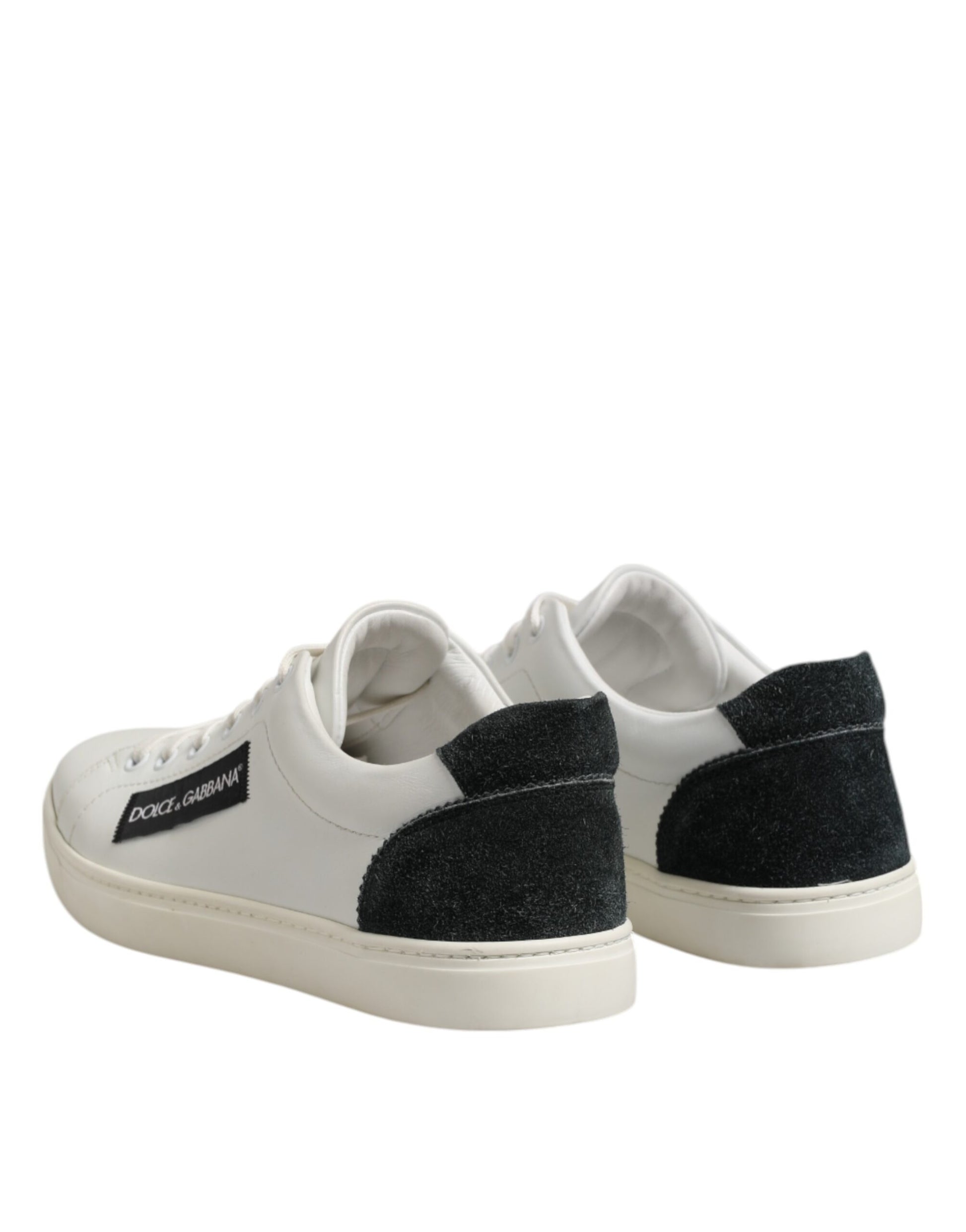 Dolce & Gabbana White Black Leather Lace Up Men Sneakers Shoes - ACCEXO