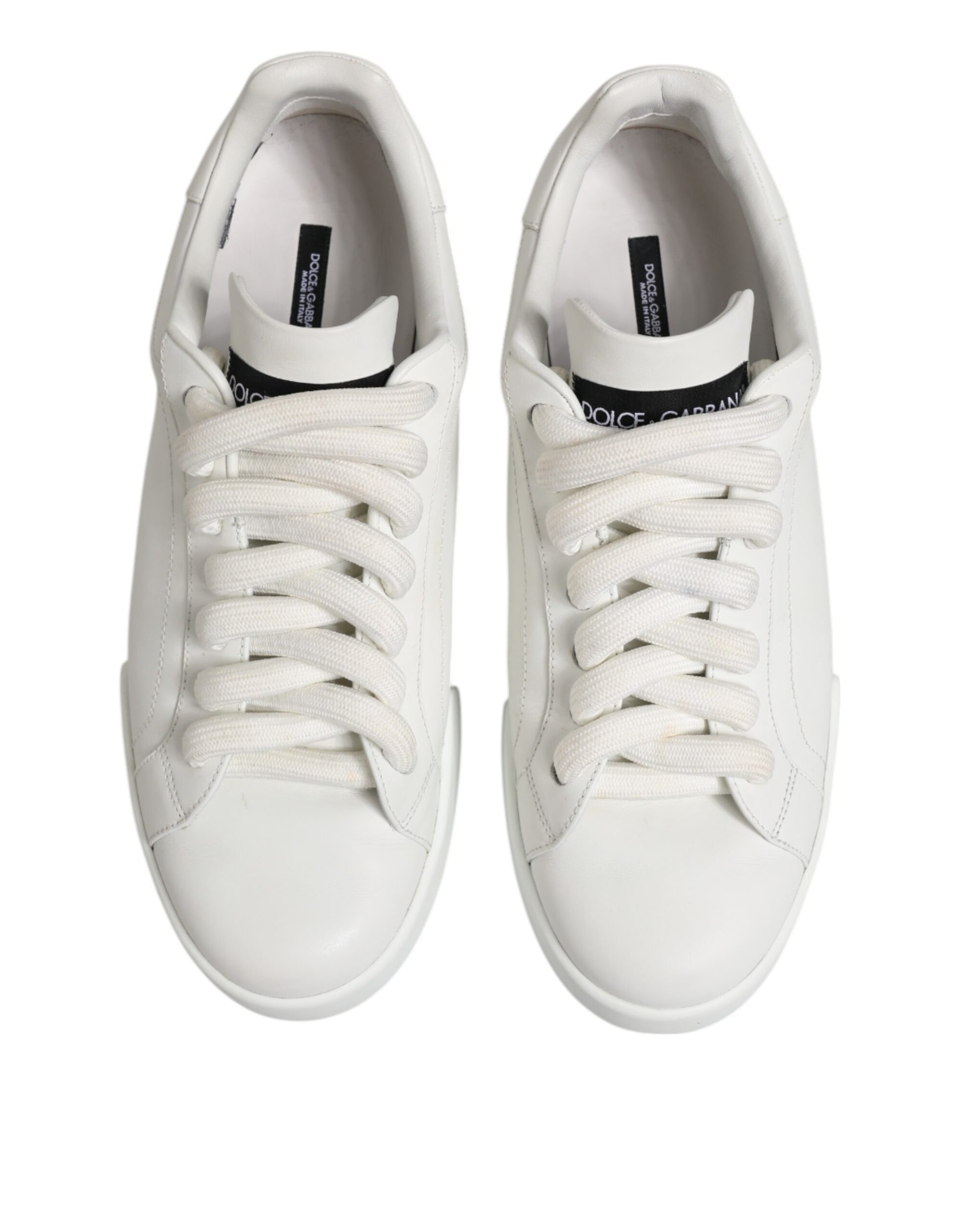Dolce & Gabbana White Logo Lace Up Low Top Men Sneakers Shoes - ACCEXO