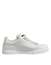Dolce & Gabbana White Logo Lace Up Low Top Men Sneakers Shoes - ACCEXO