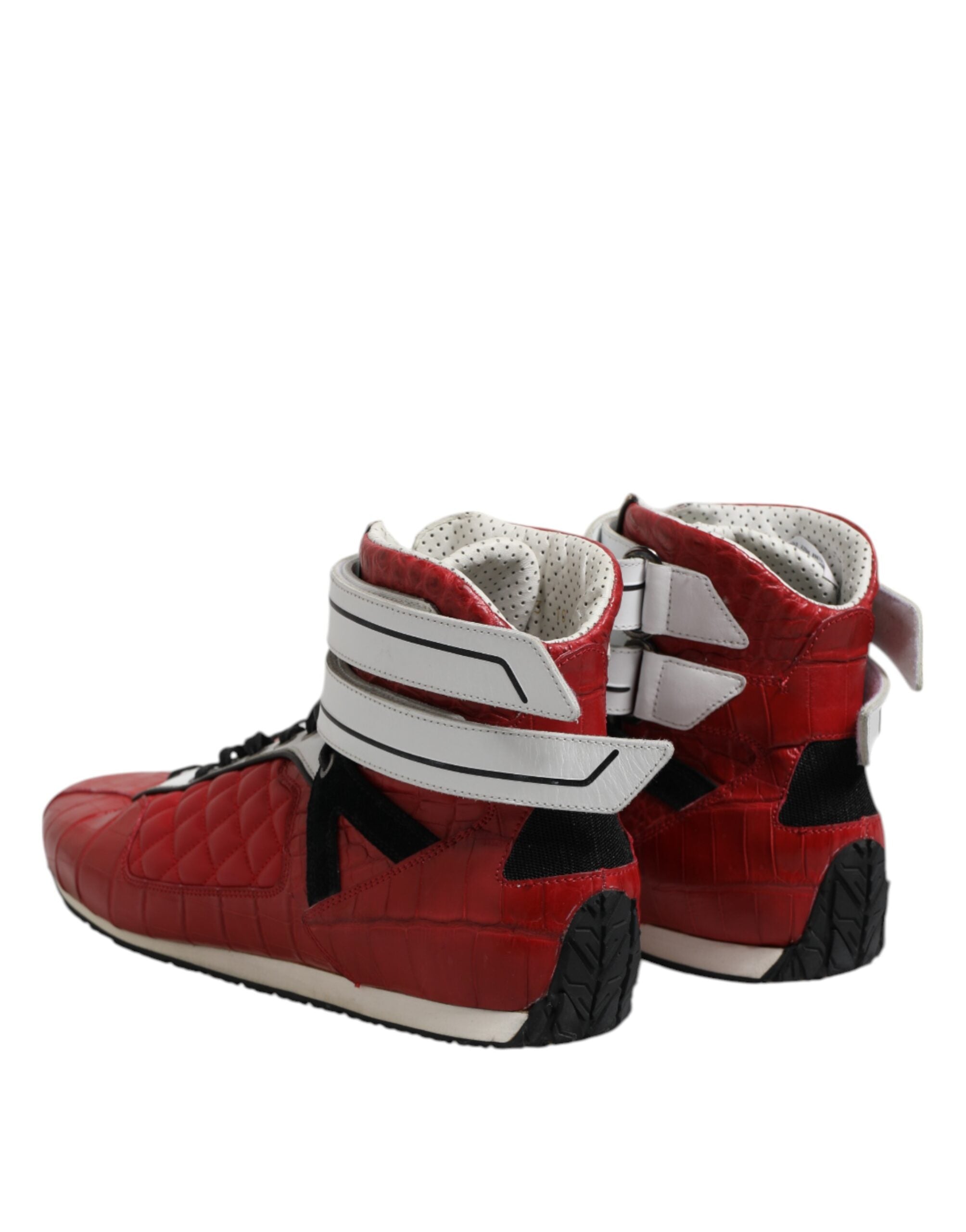 Dolce & Gabbana Red Quilted Leather Lace Up Sneakers Shoes - ACCEXO