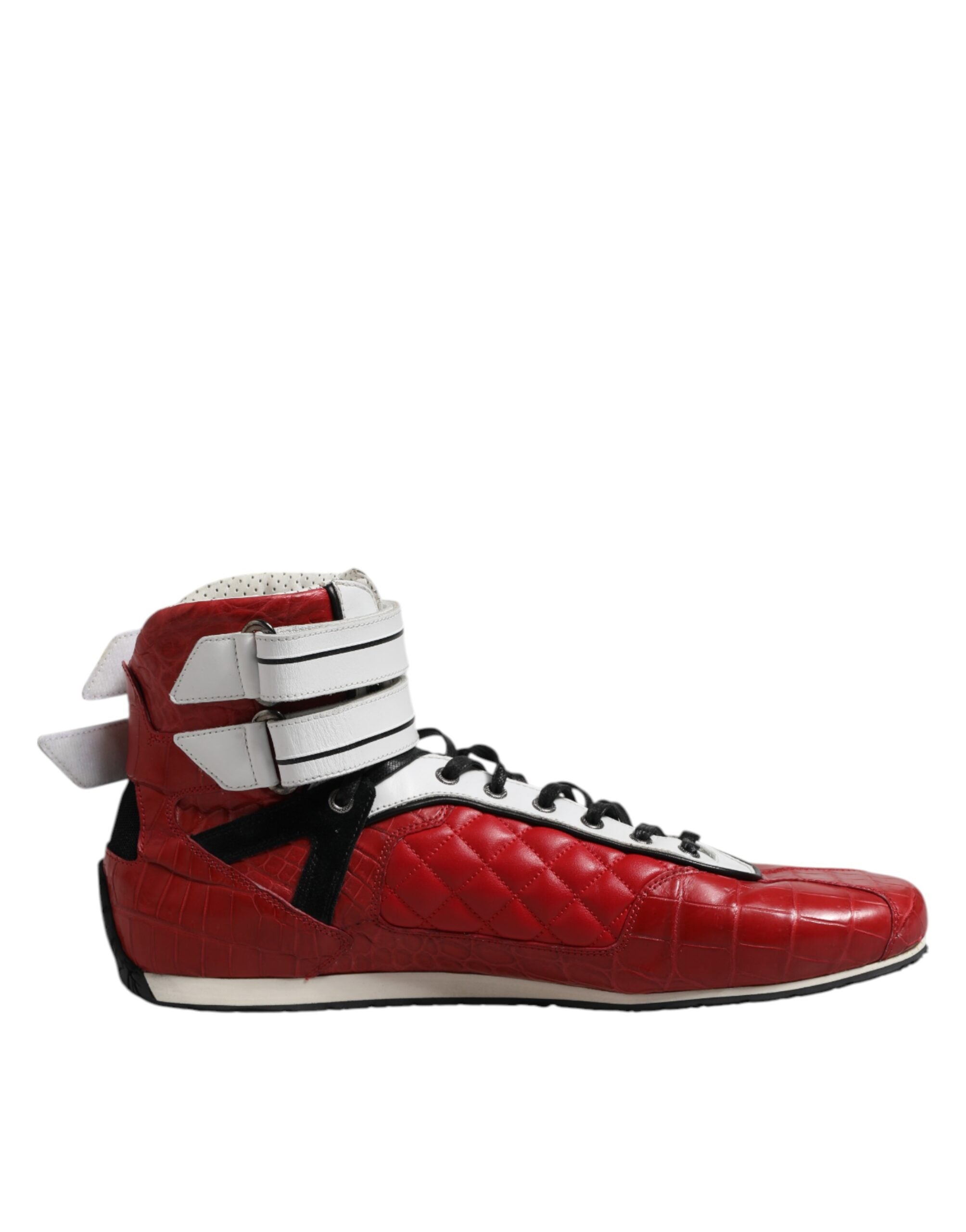 Dolce & Gabbana Red Quilted Leather Lace Up Sneakers Shoes - ACCEXO