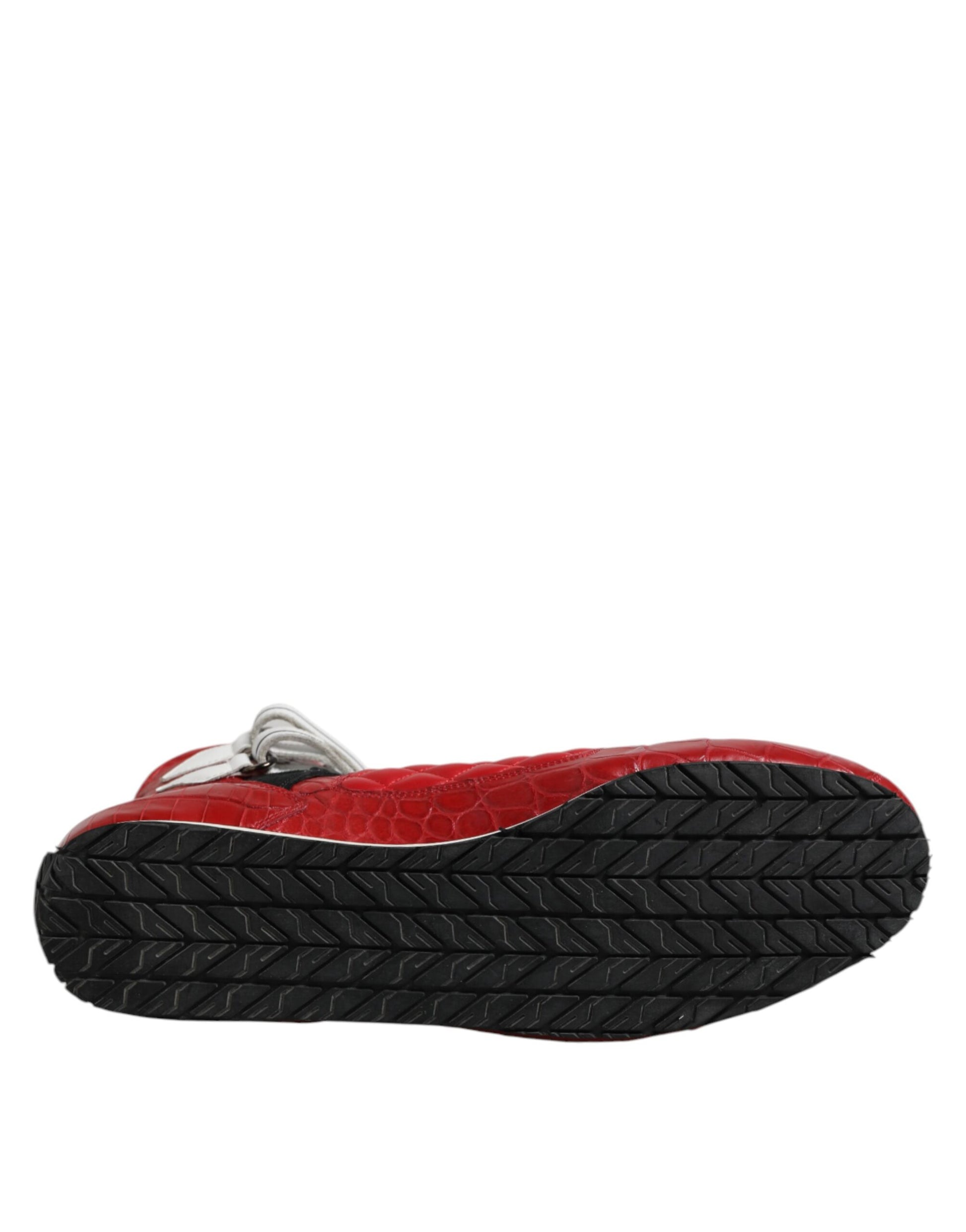 Dolce & Gabbana Red Quilted Leather Lace Up Sneakers Shoes - ACCEXO