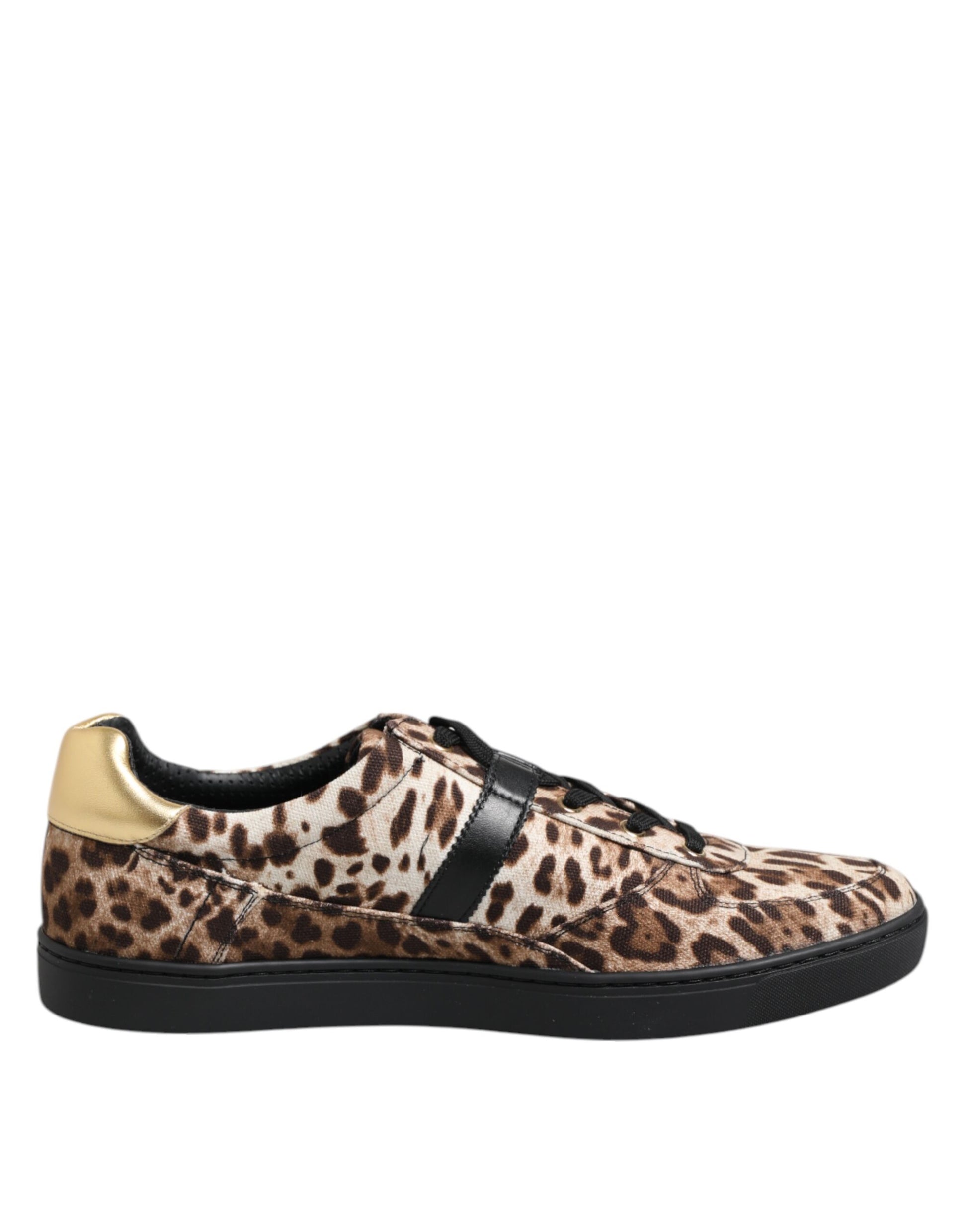 Dolce & Gabbana Brown Leopard Logo Print Cotton Sneakers Shoes - ACCEXO