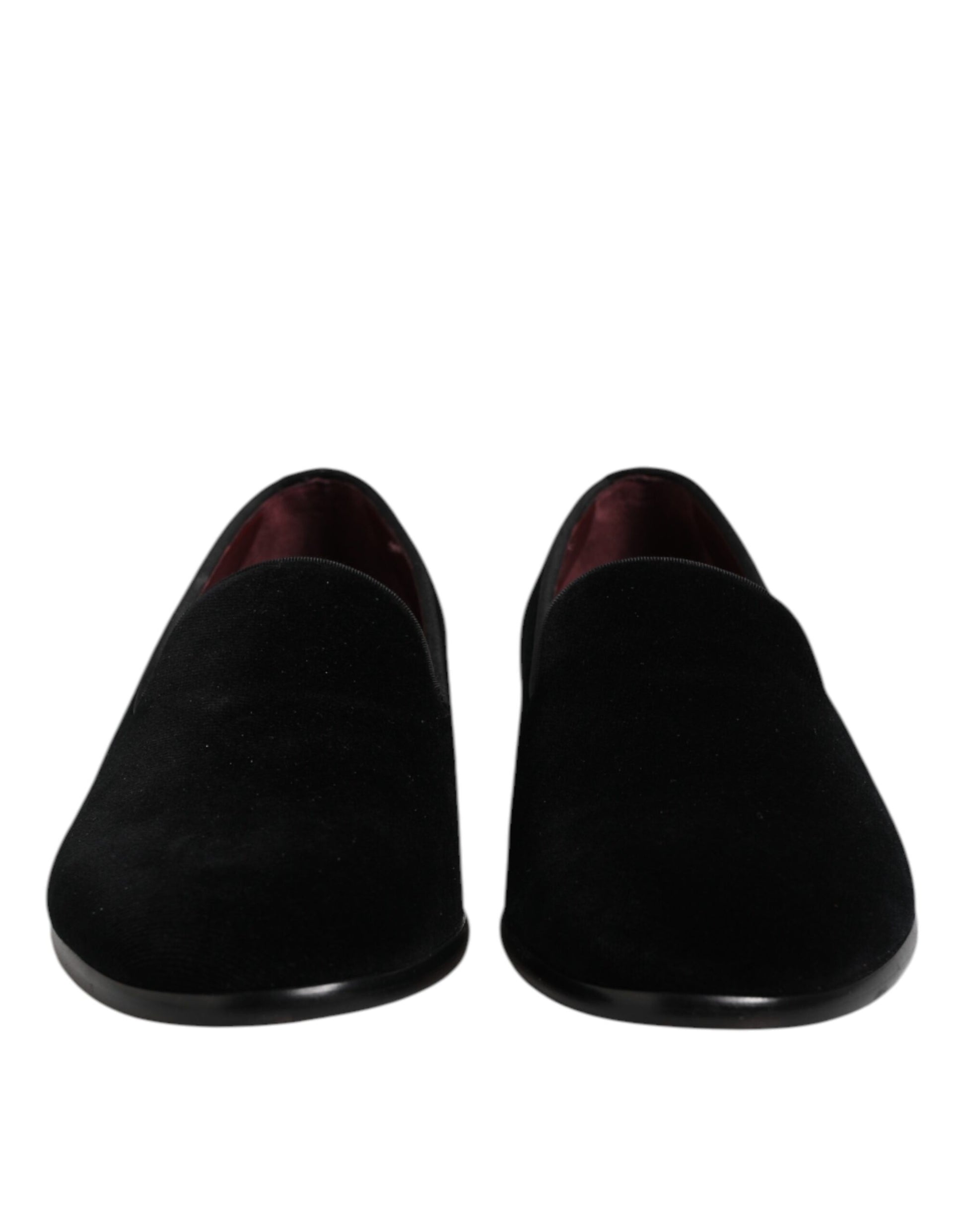 Dolce & Gabbana Black Velvet Slip On Loafers Formal Shoes - ACCEXO