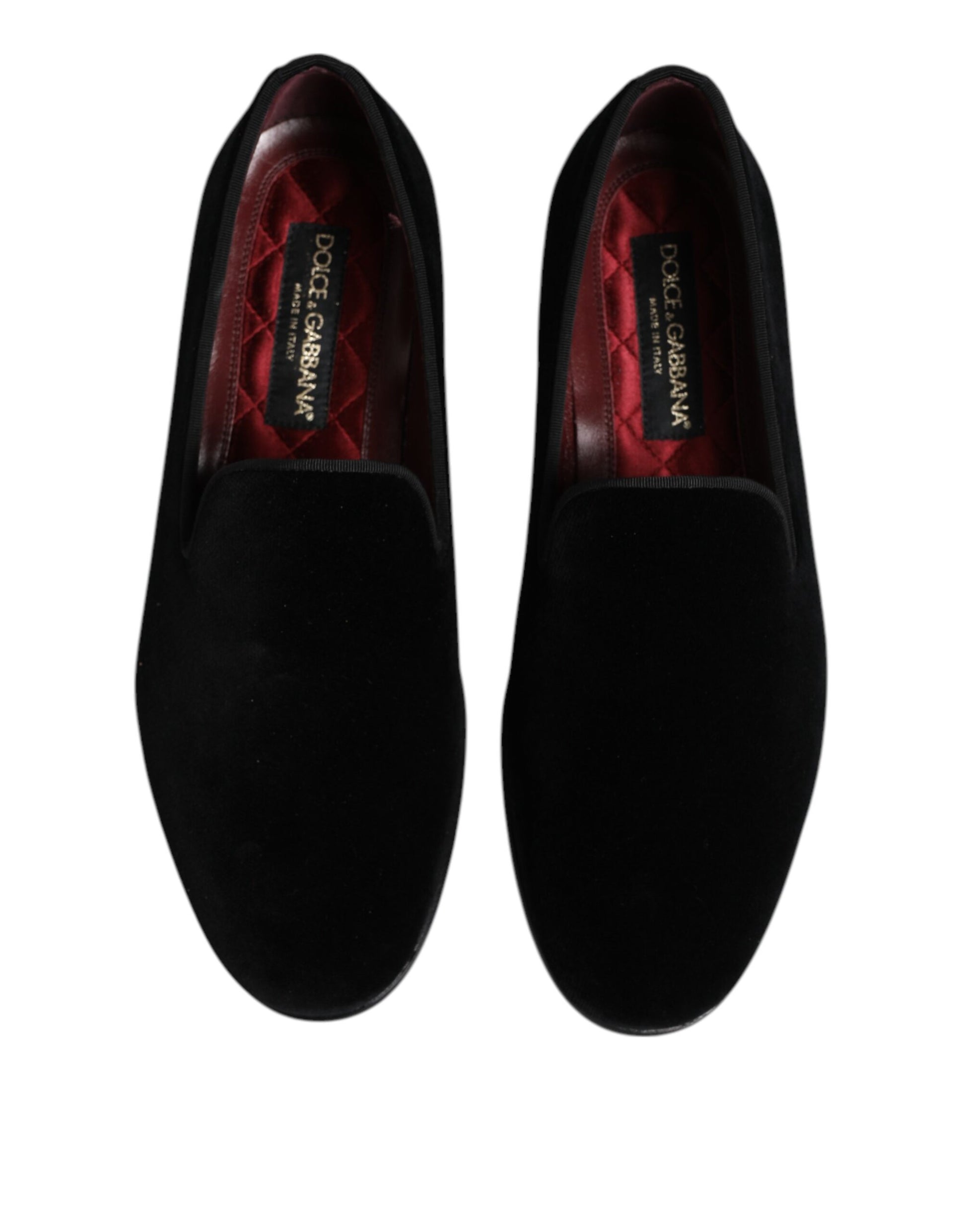 Dolce & Gabbana Black Velvet Slip On Loafers Formal Shoes - ACCEXO