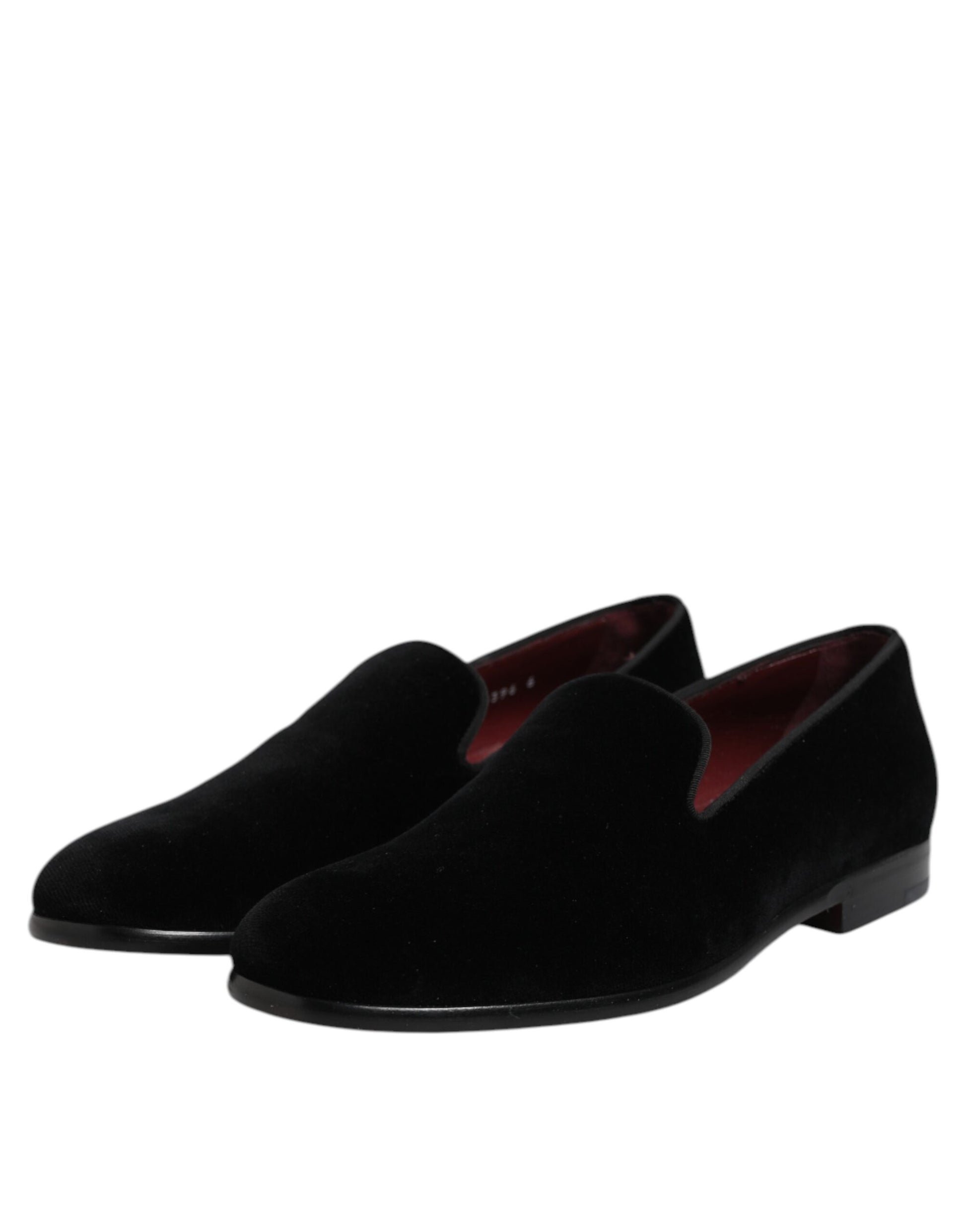 Dolce & Gabbana Black Velvet Slip On Loafers Formal Shoes - ACCEXO