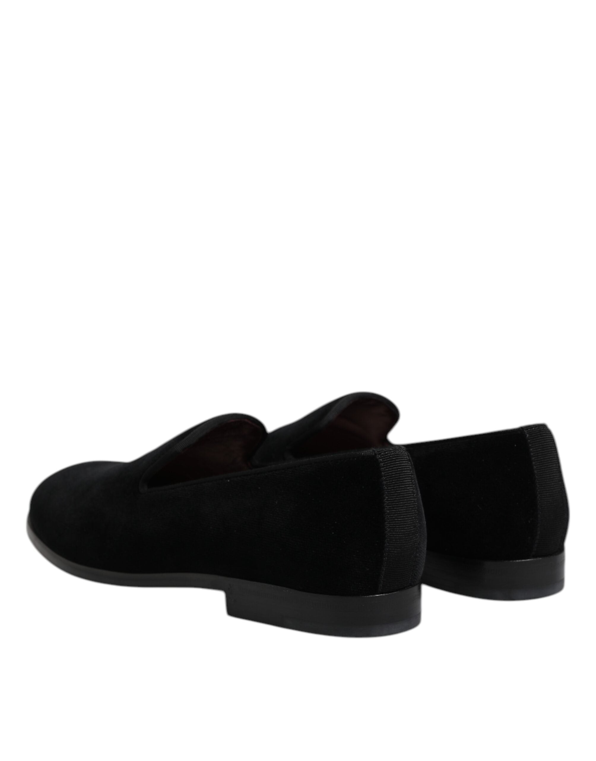 Dolce & Gabbana Black Velvet Slip On Loafers Formal Shoes - ACCEXO