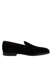 Dolce & Gabbana Black Velvet Slip On Loafers Formal Shoes - ACCEXO