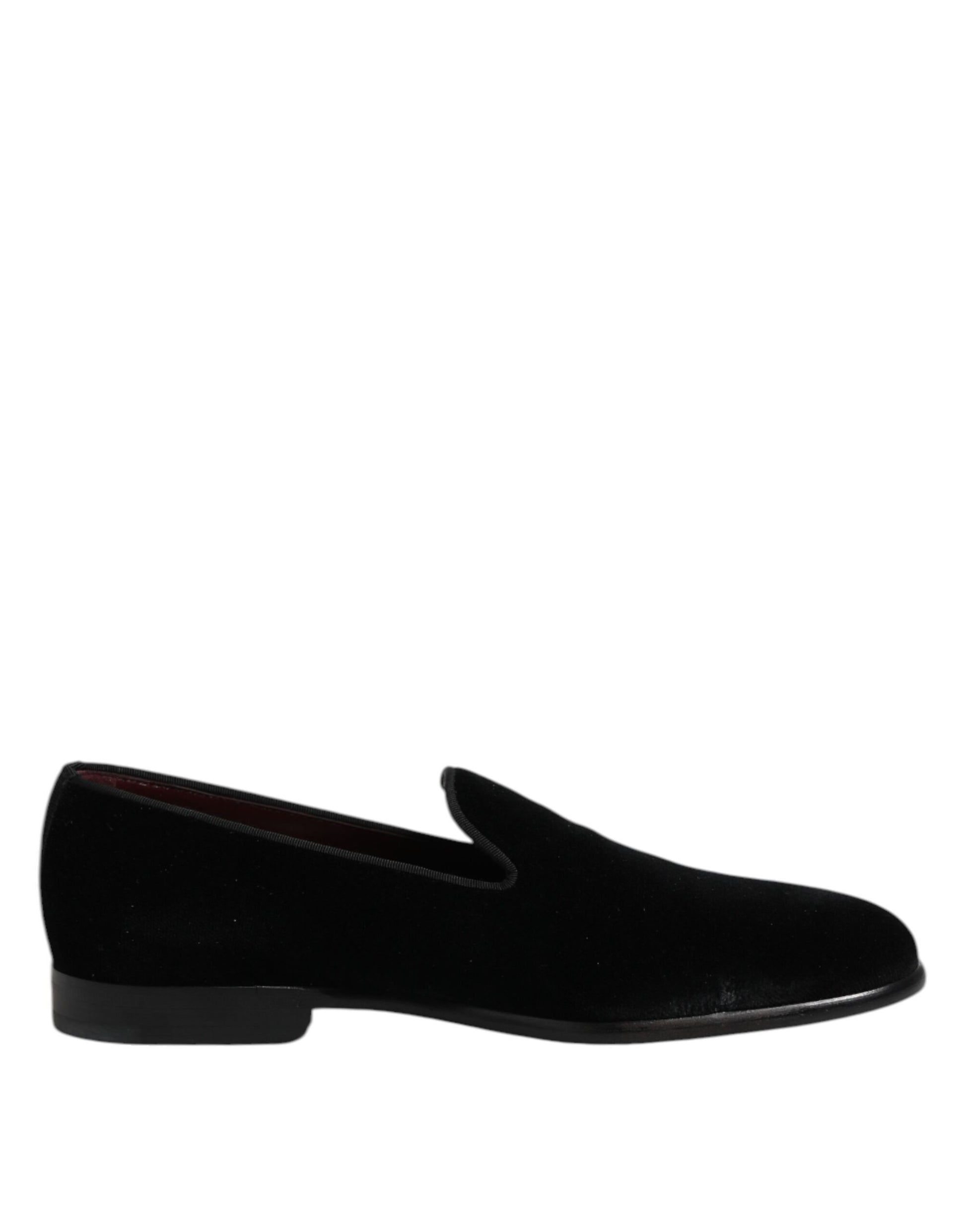 Dolce & Gabbana Black Velvet Slip On Loafers Formal Shoes - ACCEXO