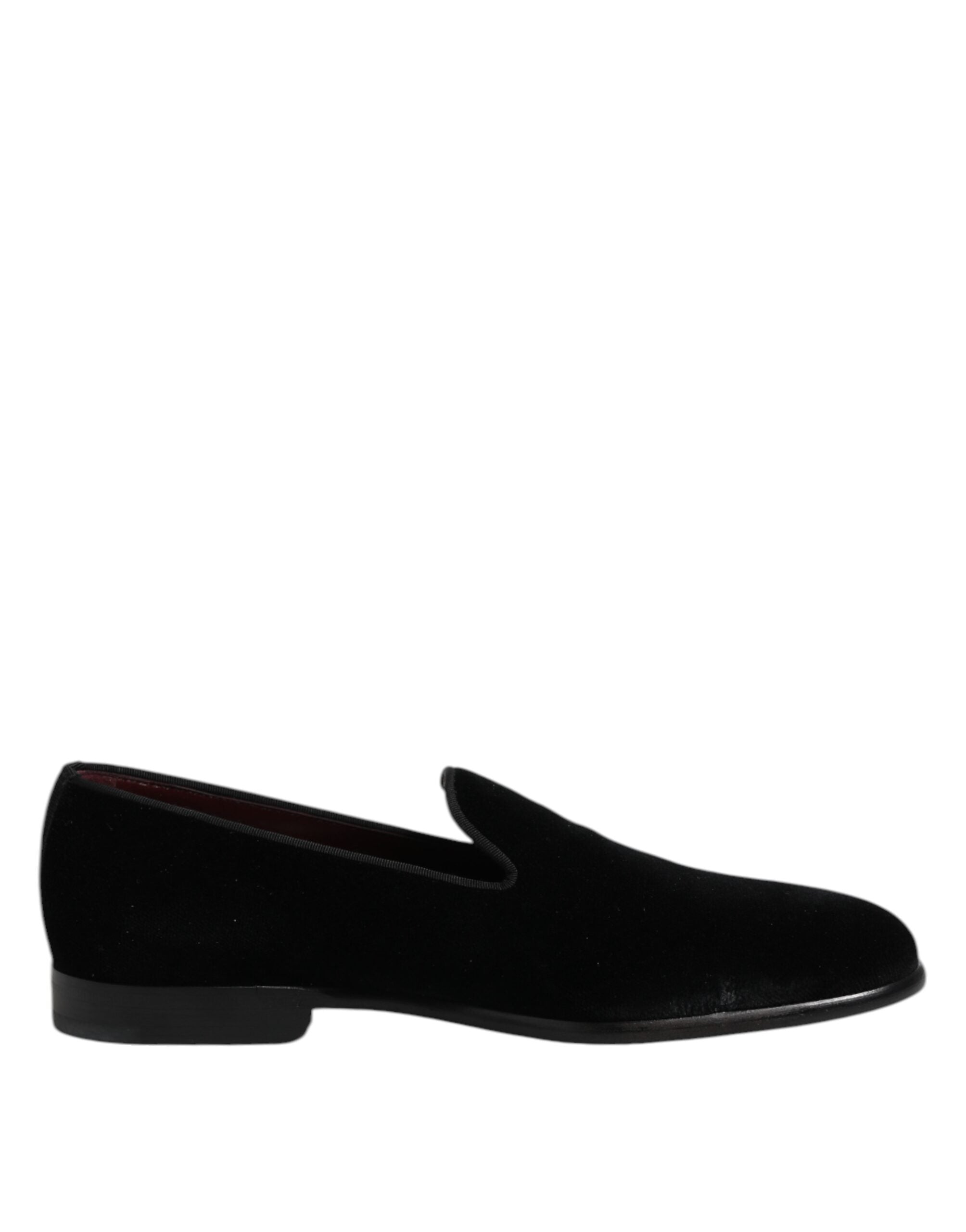 Dolce & Gabbana Black Velvet Slip On Loafers Formal Shoes - ACCEXO