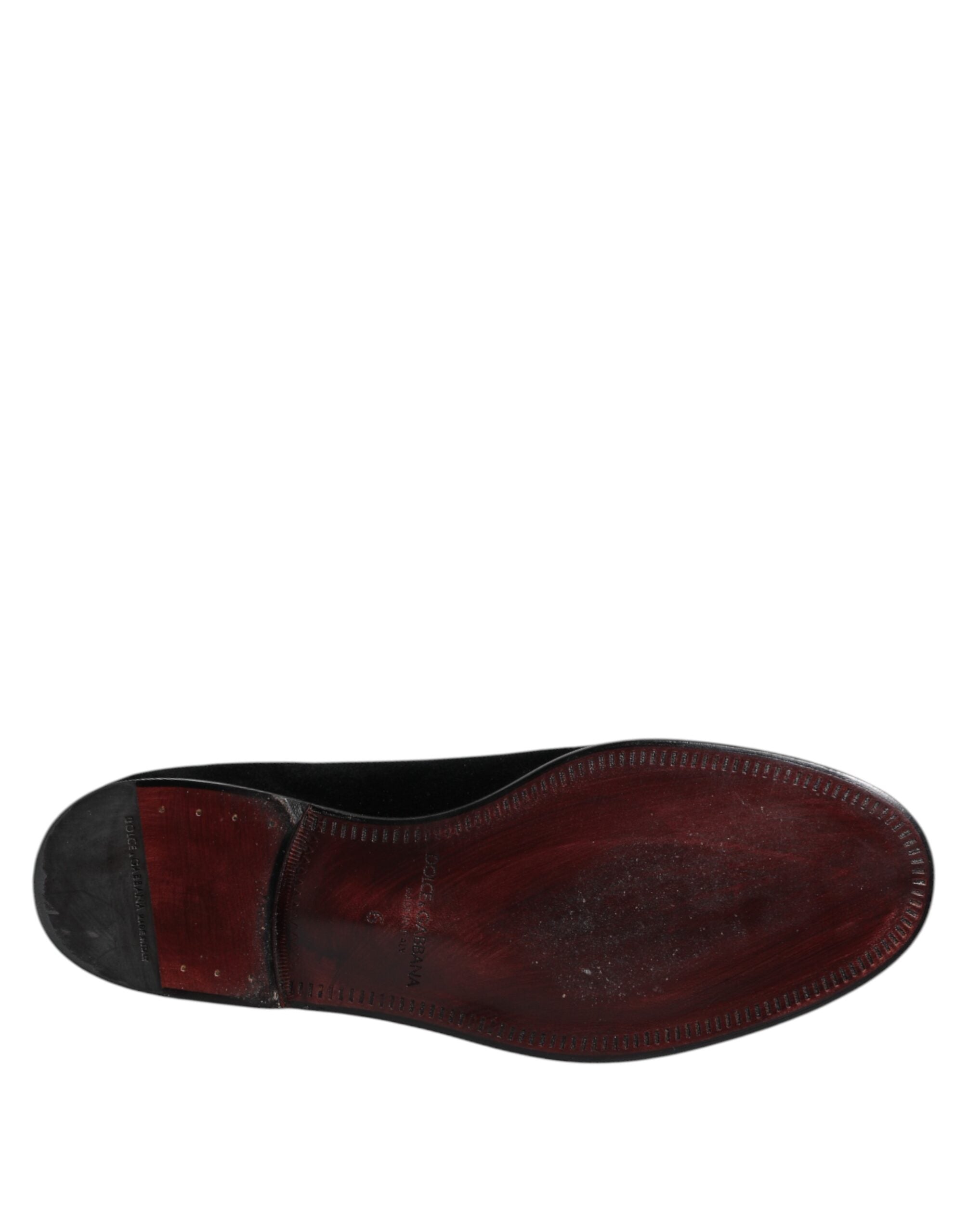 Dolce & Gabbana Black Velvet Slip On Loafers Formal Shoes - ACCEXO