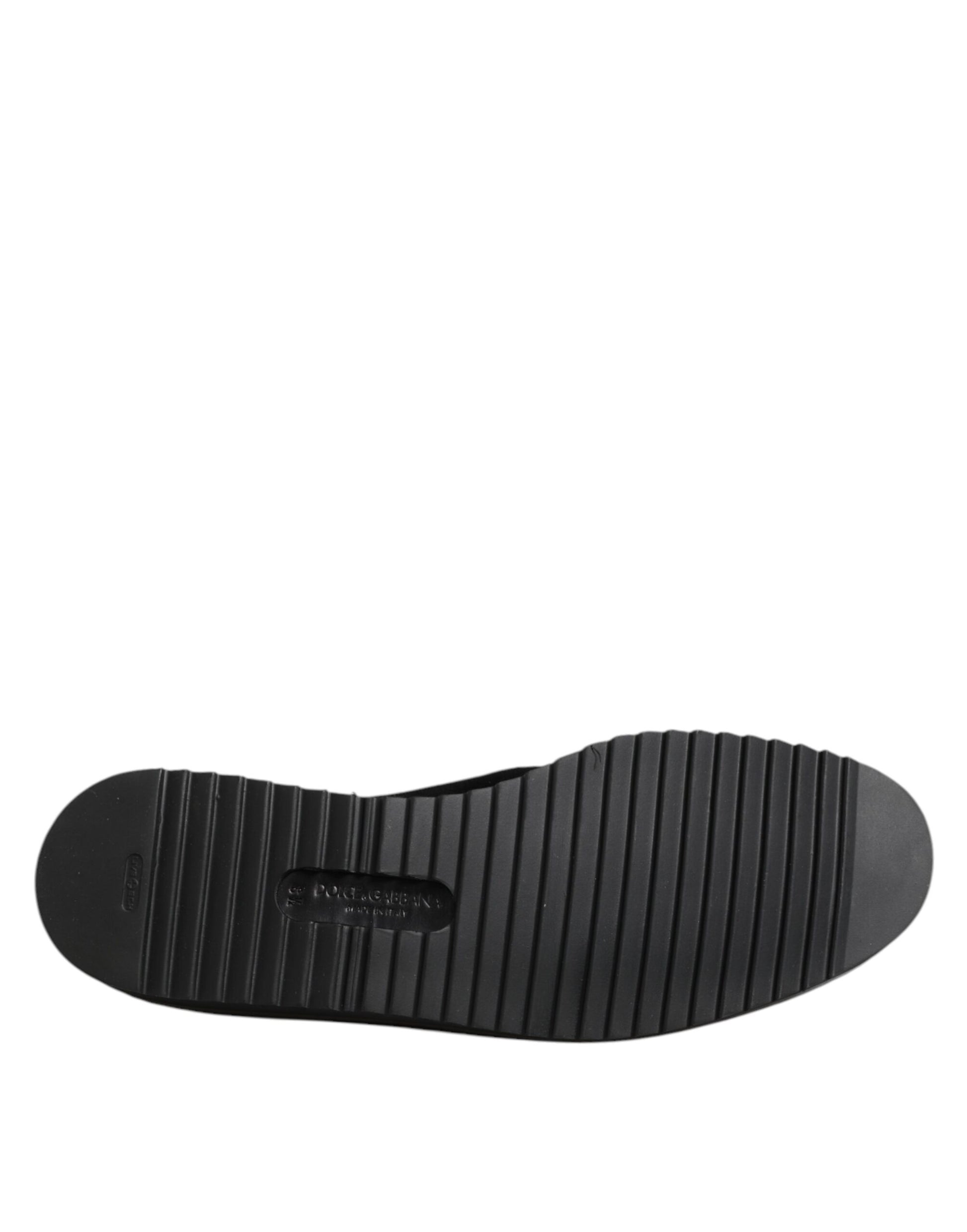 Dolce & Gabbana Black Embroidered Crown Loafers Shoes - ACCEXO