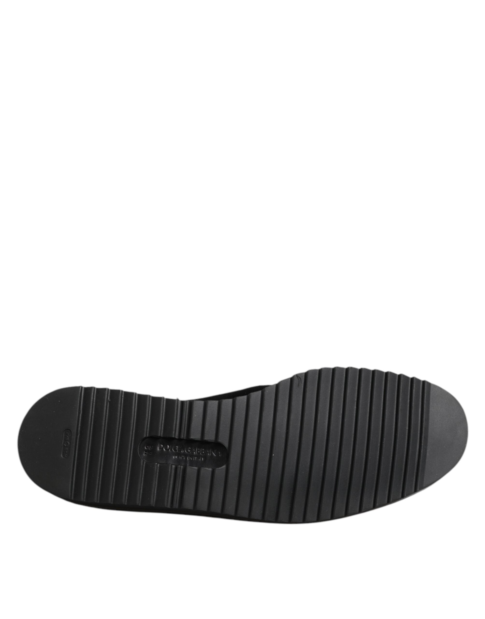 Dolce & Gabbana Black Embroidered Crown Loafers Shoes - ACCEXO