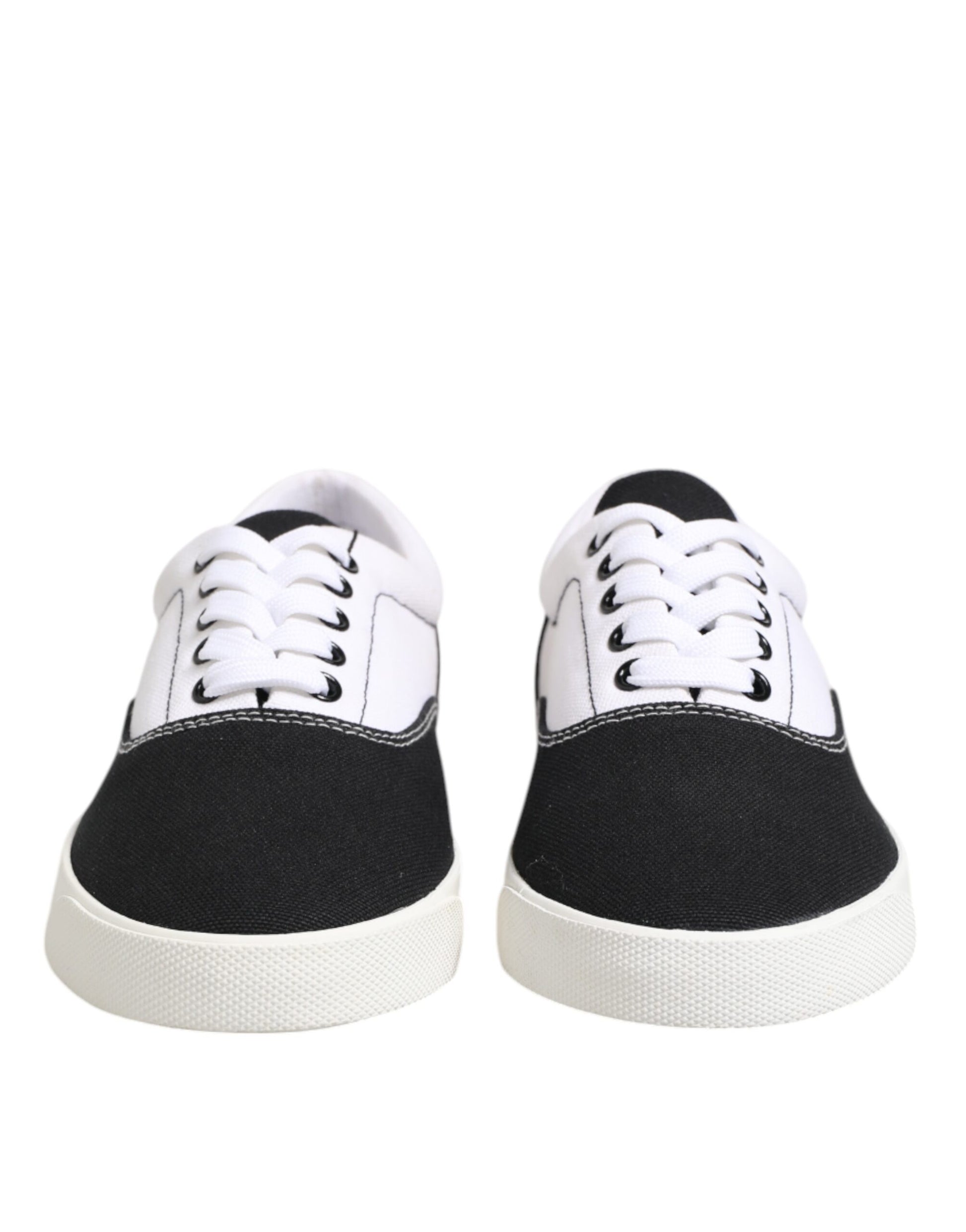 Dolce & Gabbana Black Cotton Canvas Lace Up Men Sneakers Shoes - ACCEXO