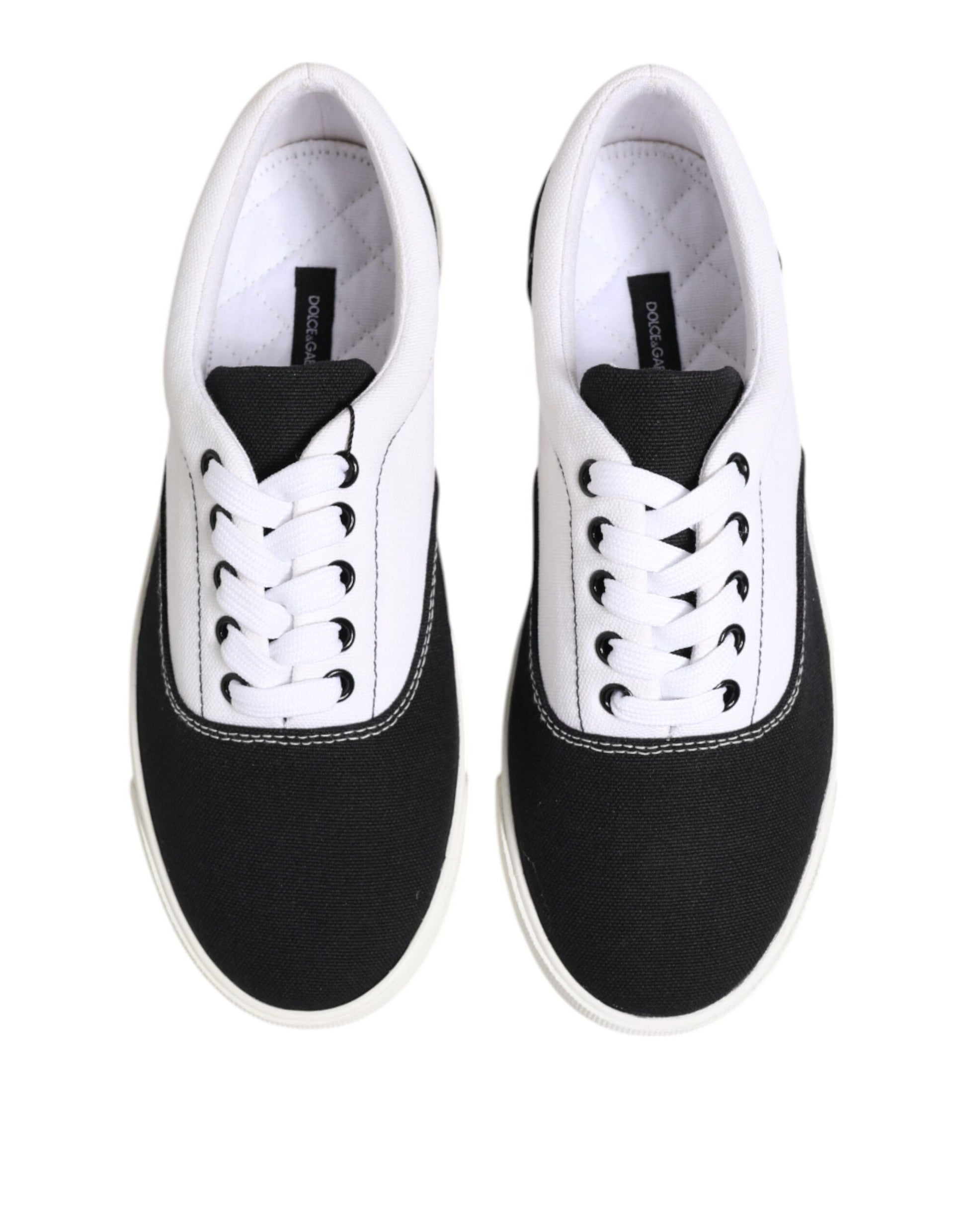 Dolce & Gabbana Black Cotton Canvas Lace Up Men Sneakers Shoes - ACCEXO