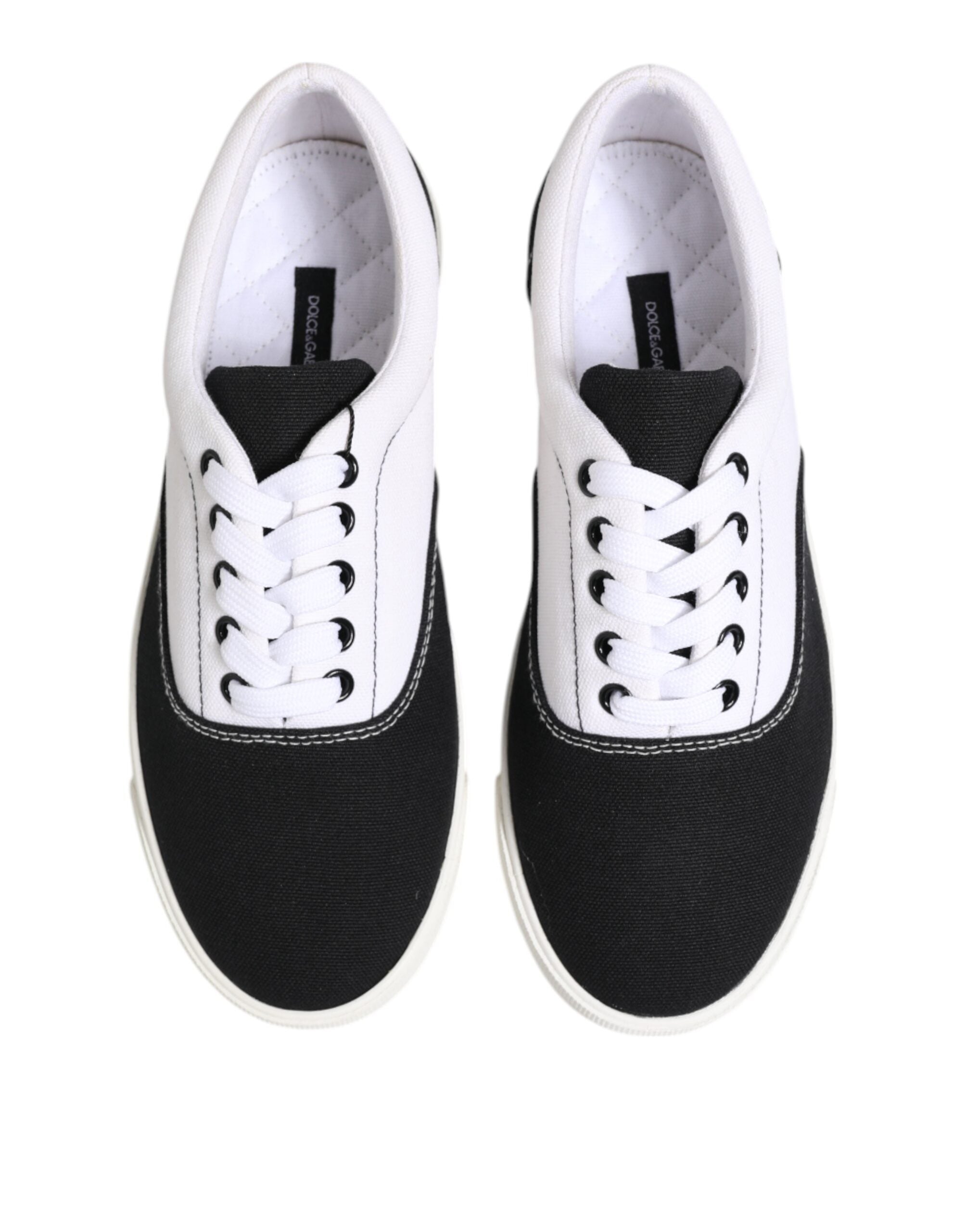 Dolce & Gabbana Black Cotton Canvas Lace Up Men Sneakers Shoes - ACCEXO