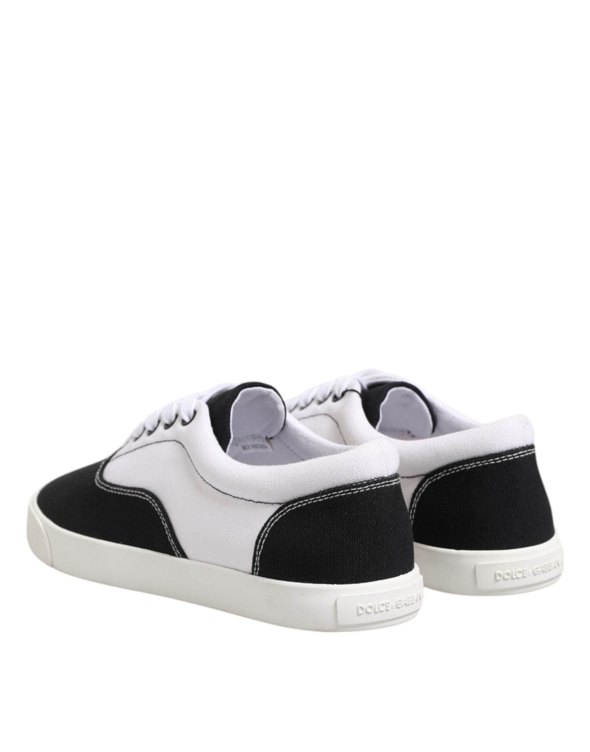 Dolce & Gabbana Black Cotton Canvas Lace Up Men Sneakers Shoes - ACCEXO